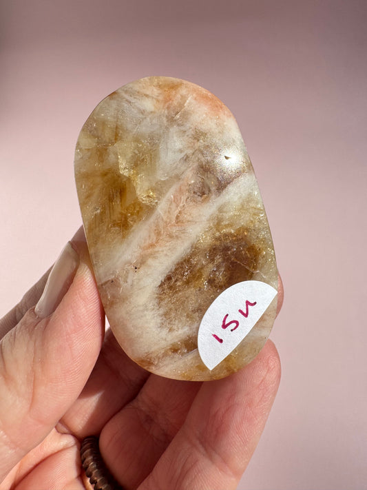 Honeycomb Citrine (Treated) Palm Stone - Item U