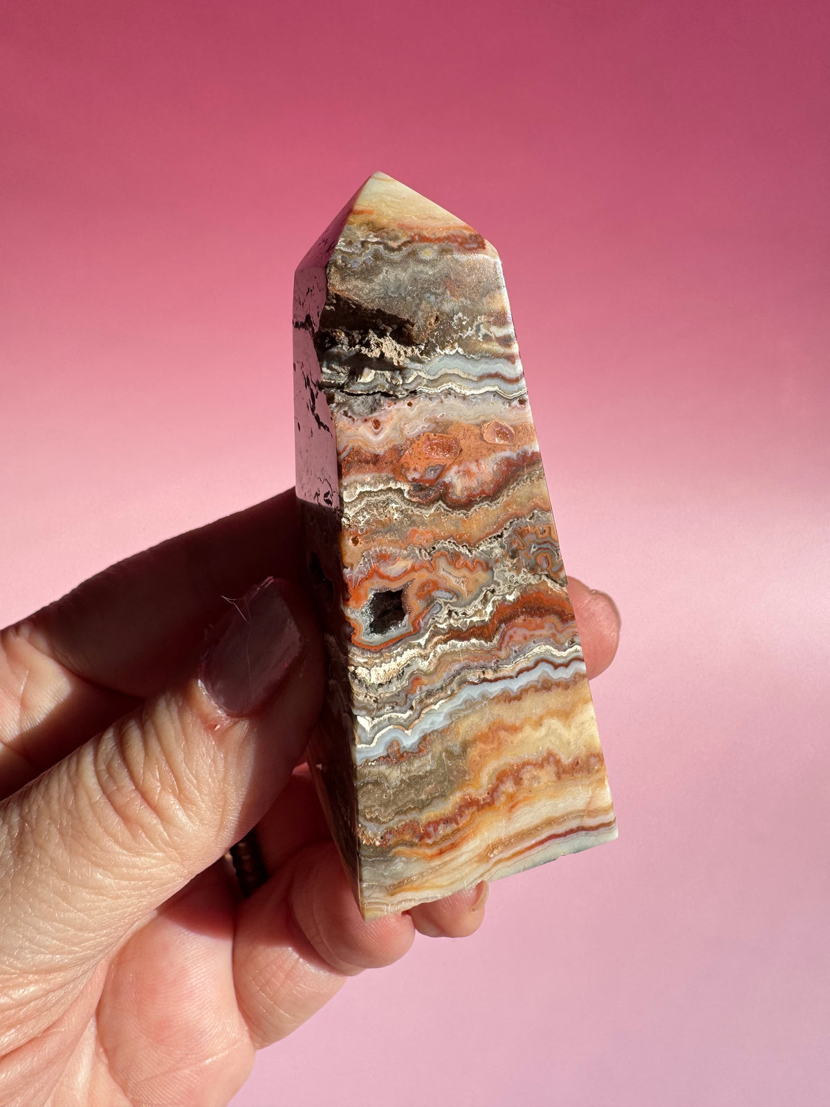 Pink Crazy Lace Agate Tower - ITEM P