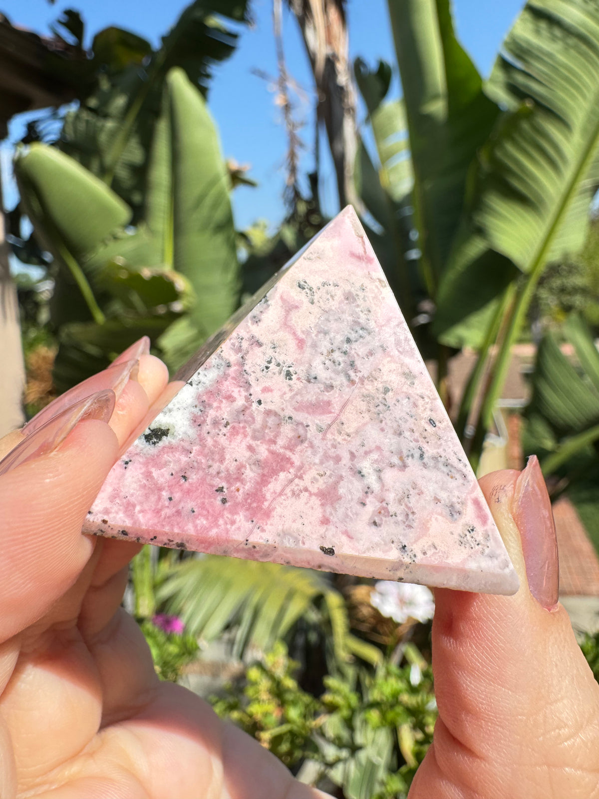 Bubblegum Rhodonite Pyramid - Item G