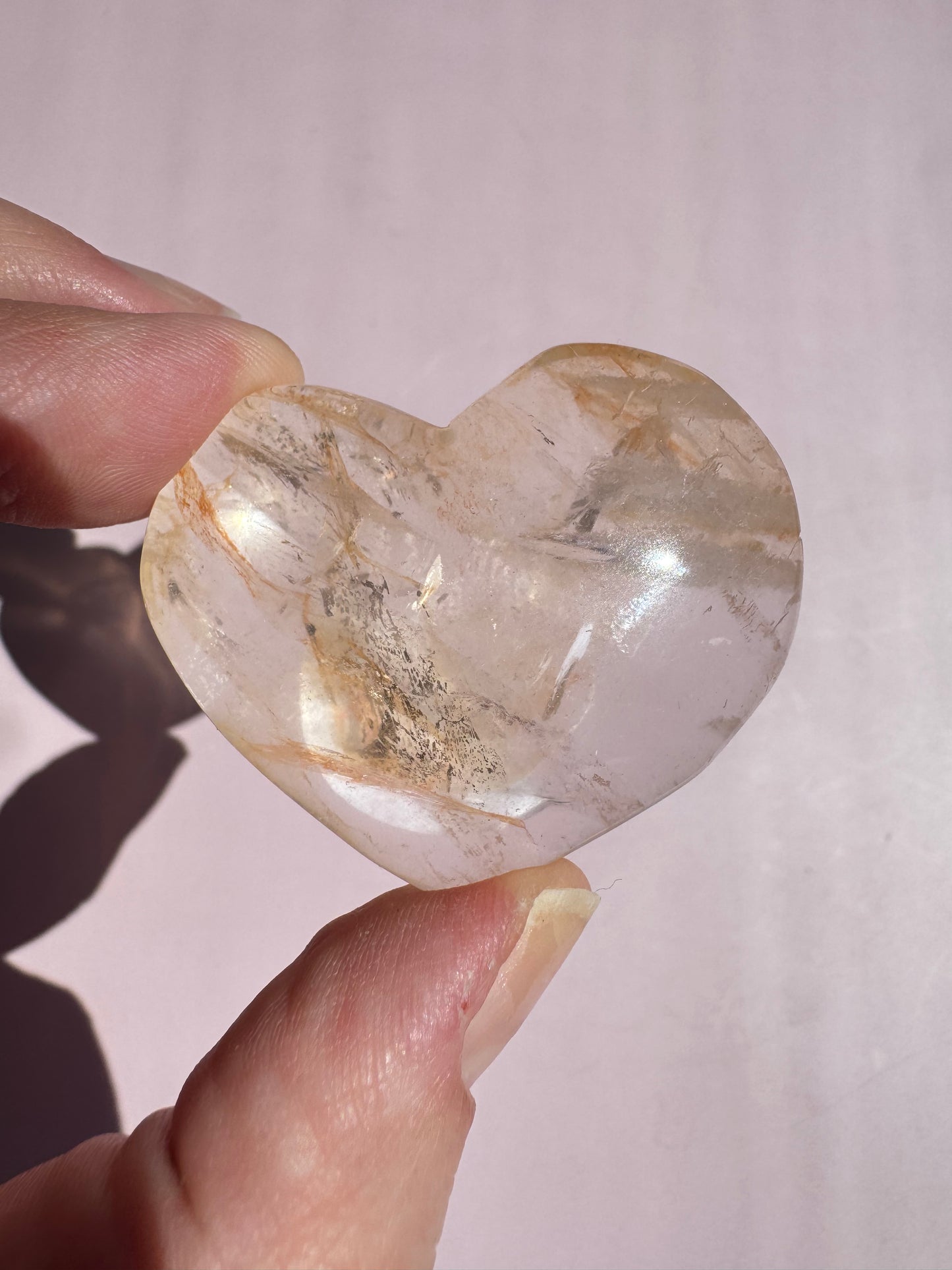 Golden Hematoid Quartz Heart Carving - Item H