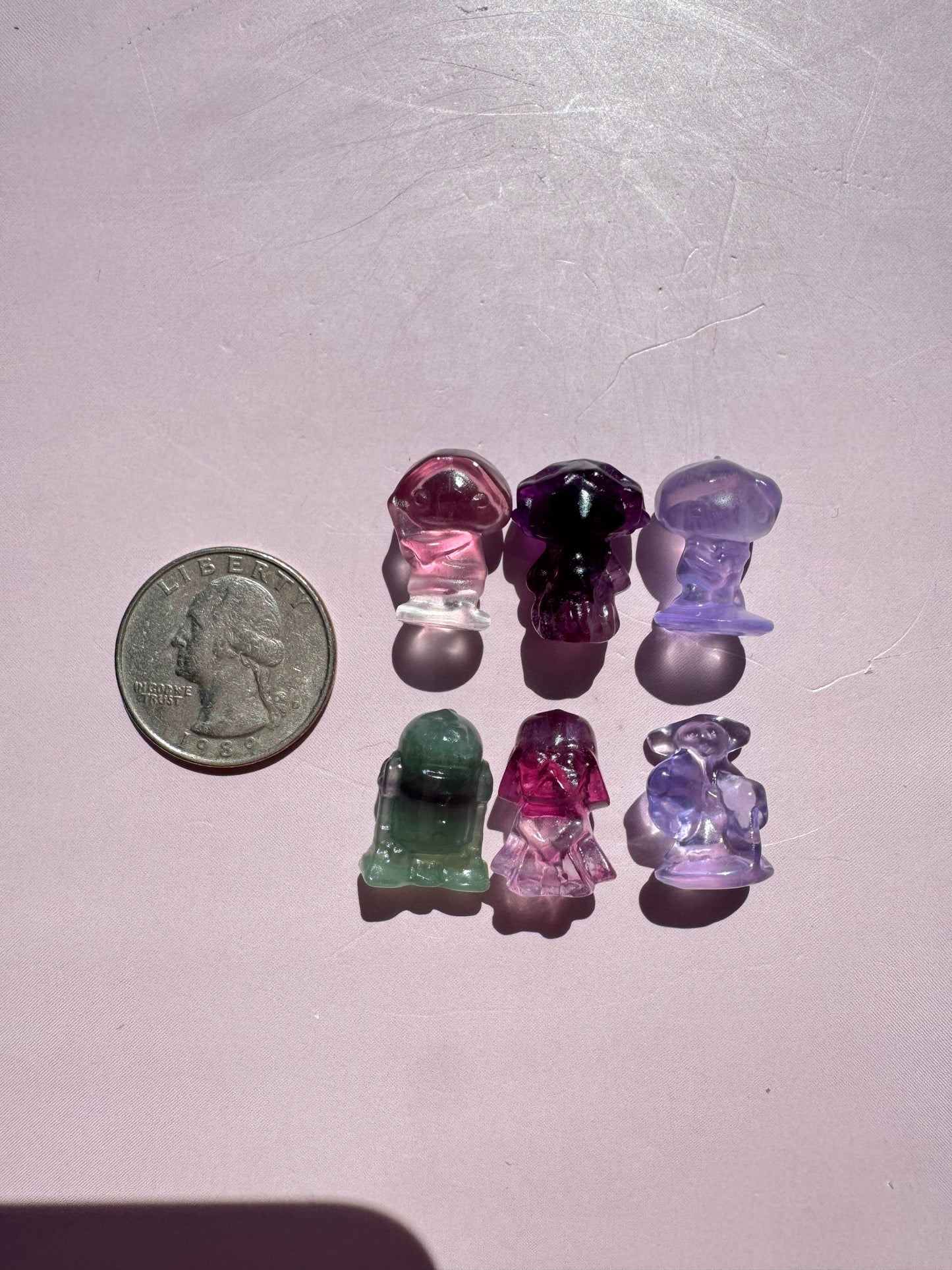 Space Family Fluorite Mini Carvings - Set E