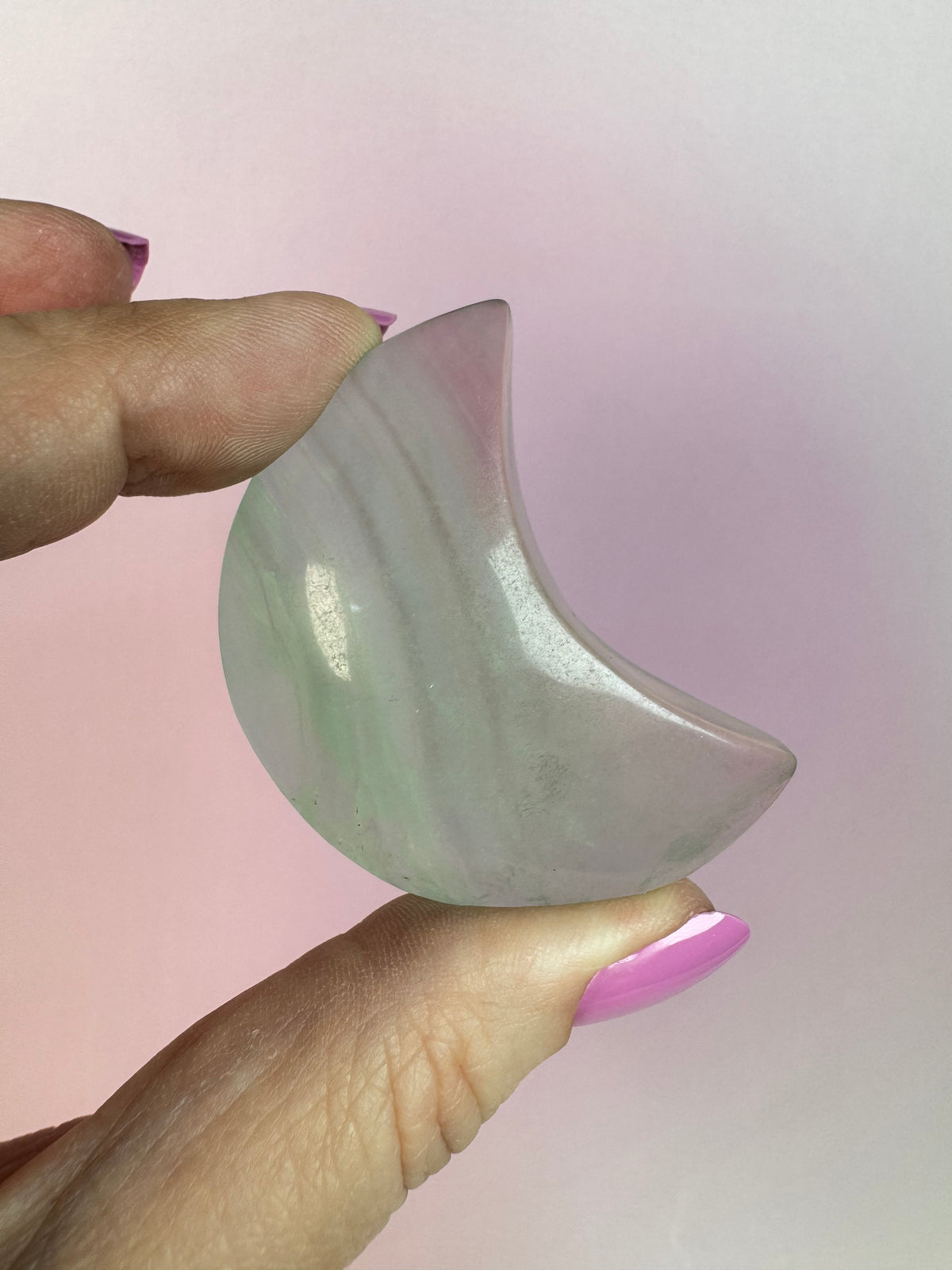 Green Fluorite Moon Carving