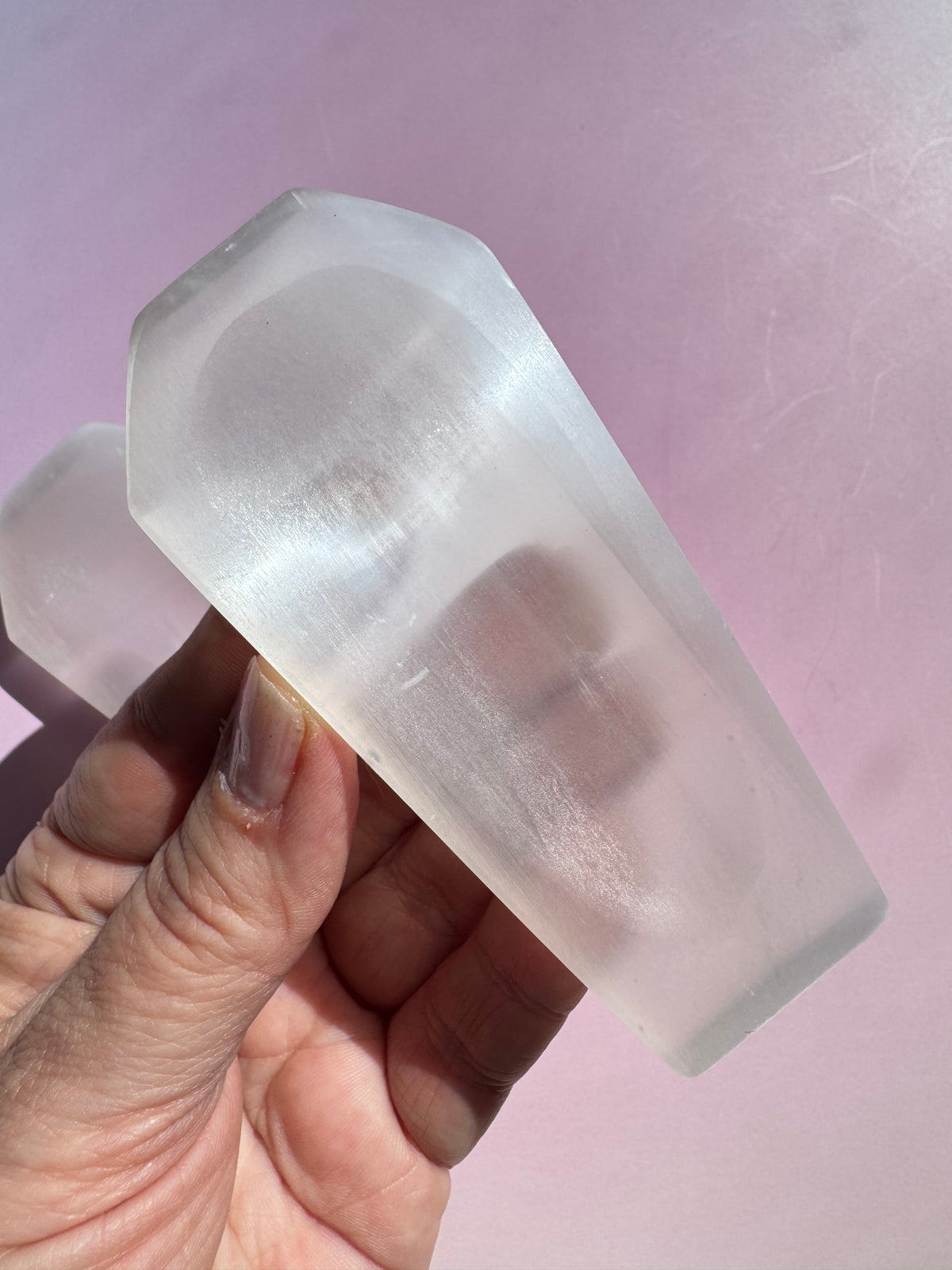 Satin Spar Coffin-Shaped Mini Dish