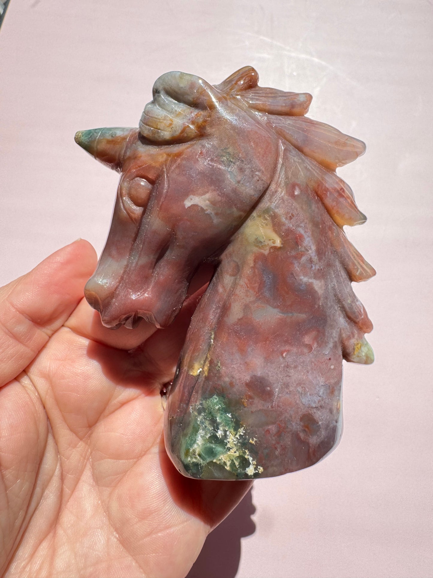 Sea Jasper Unicorn Carving - Item B