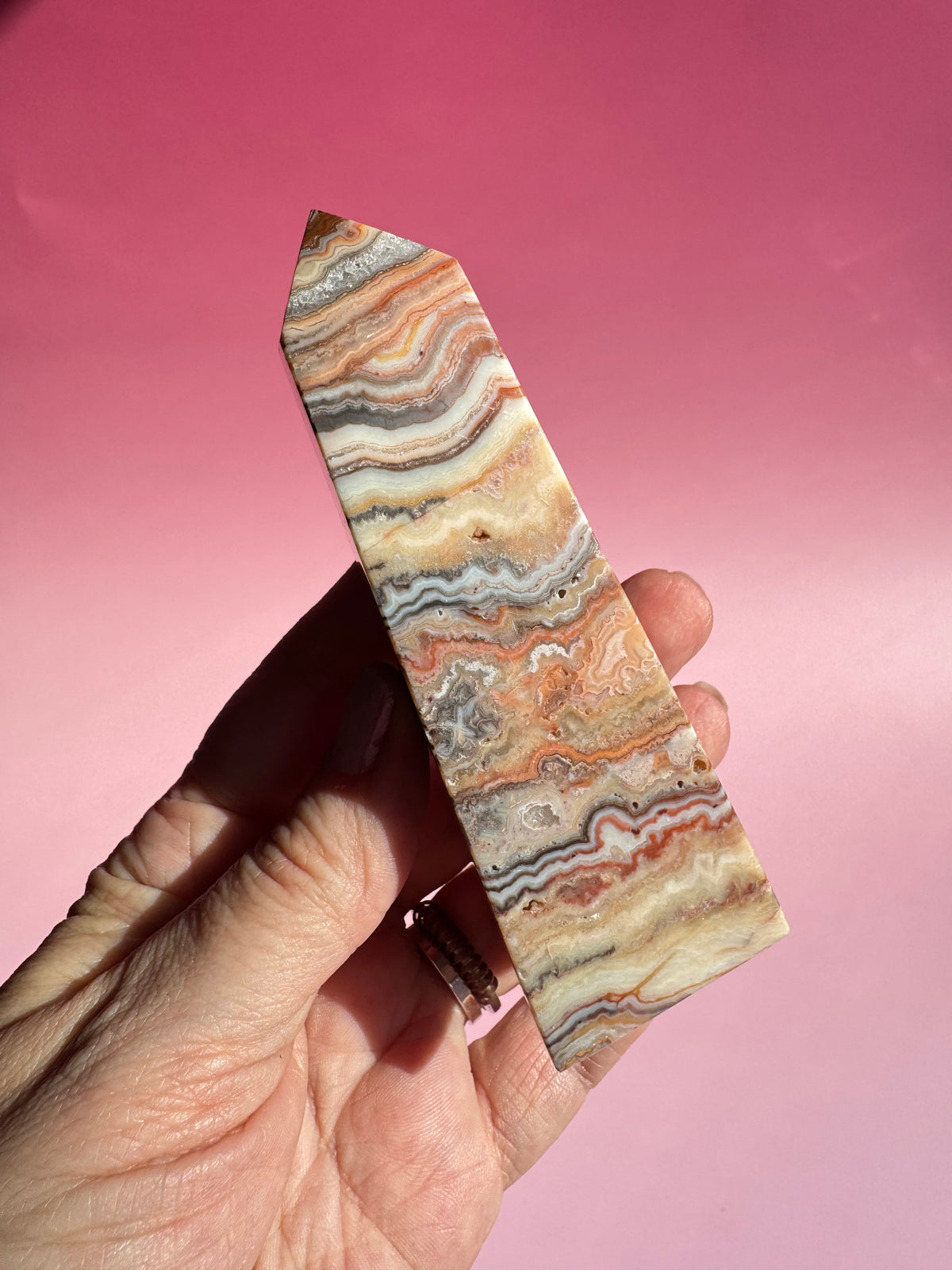 Pink Crazy Lace Agate Tower - ITEM S