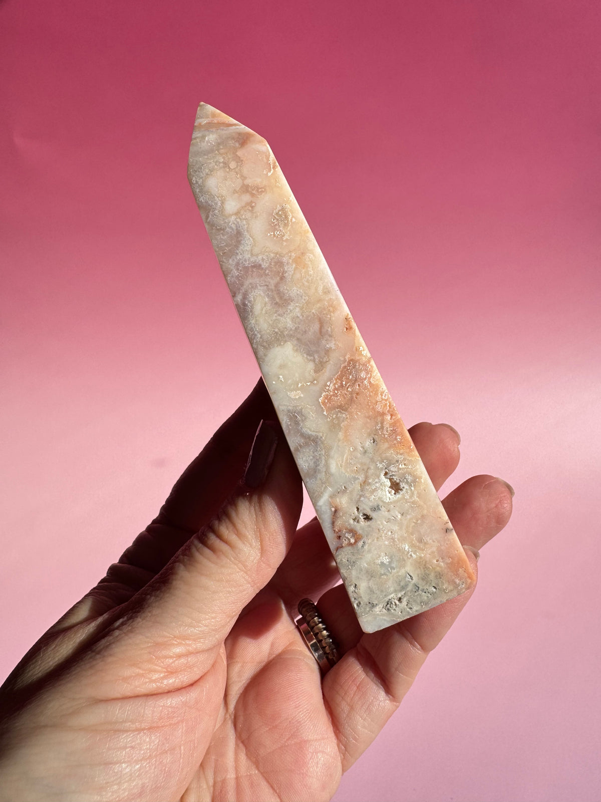 Pastel Pink Crazy Lace Agate Tower - ITEM Y