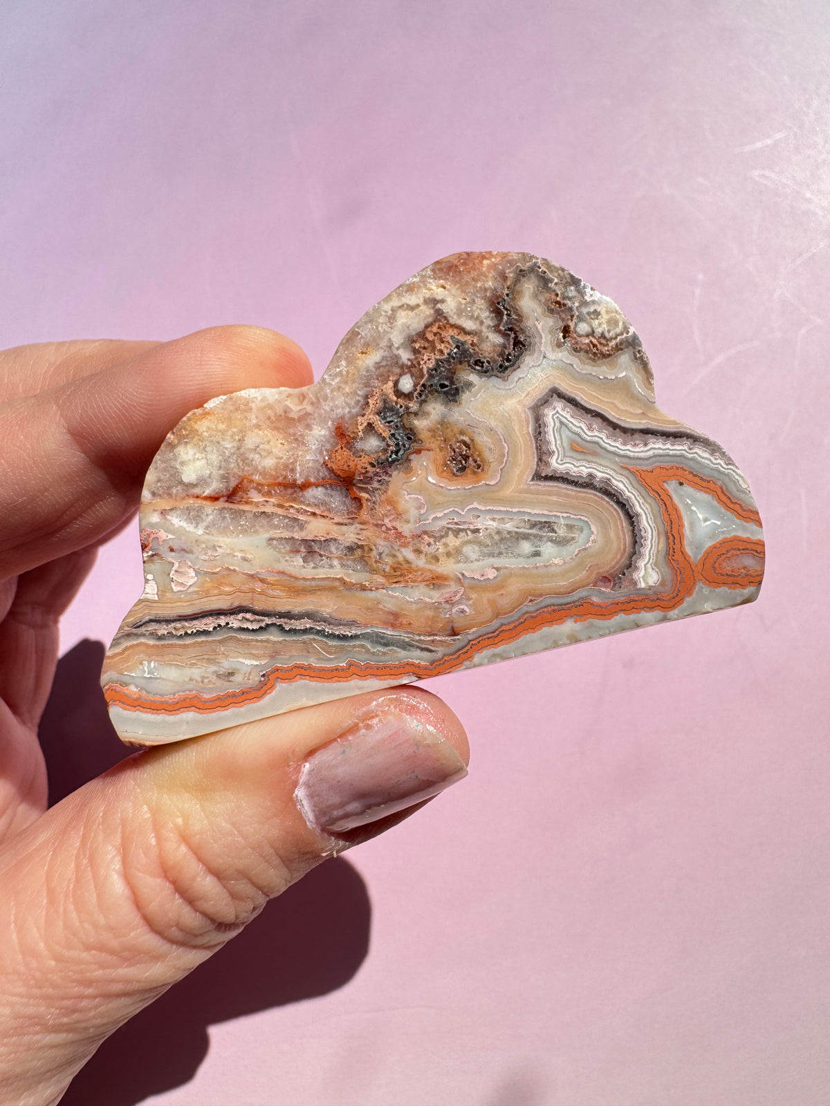Pink Crazy Lace Agate Cloud Carving - ITEM D