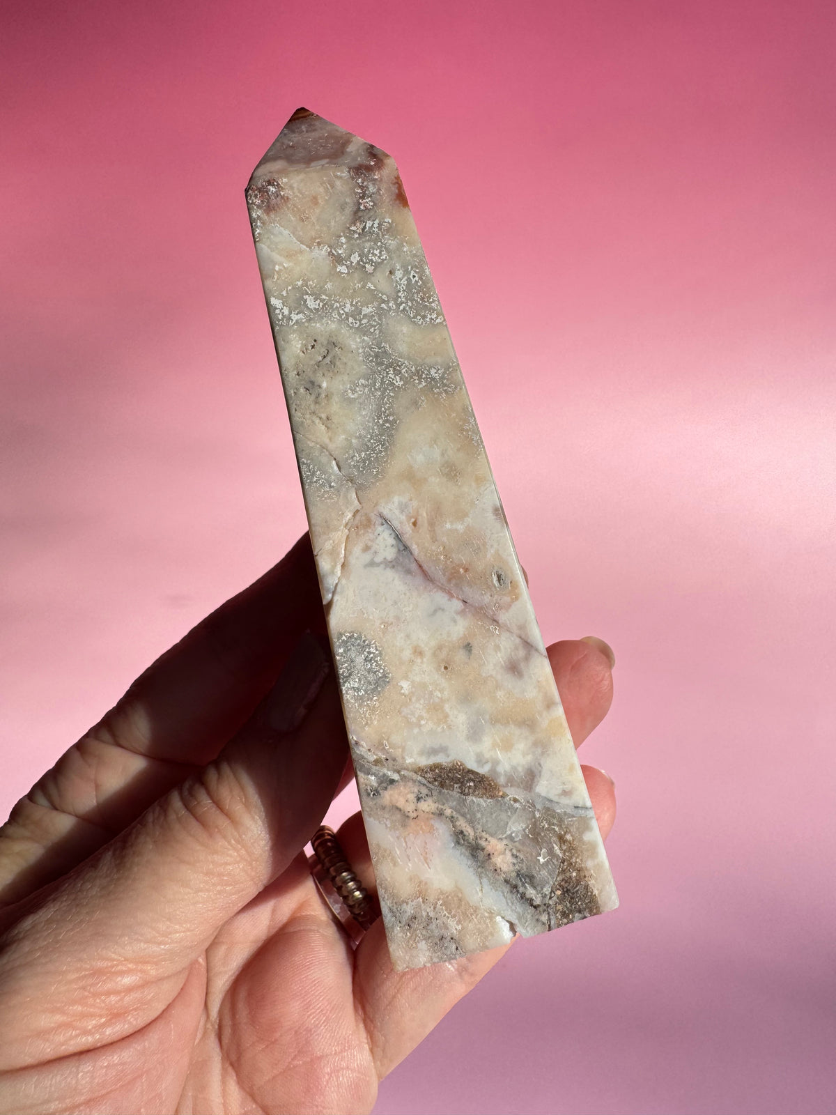 Pastel Pink Crazy Lace Agate Tower - ITEM A