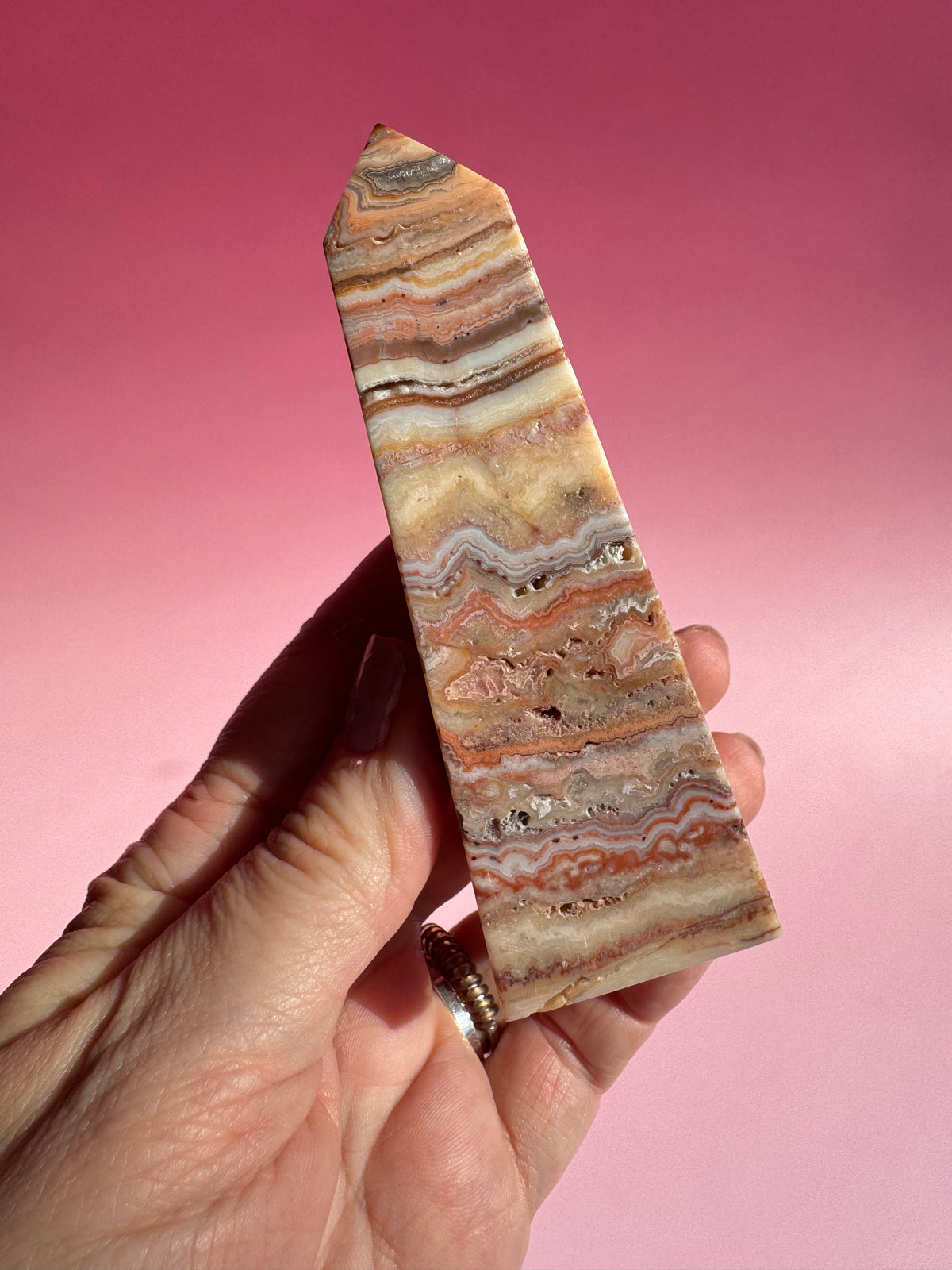 Pink Crazy Lace Agate Tower - ITEM T
