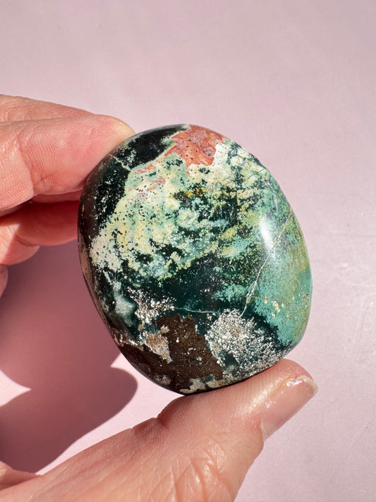 Unicorn Jasper Palm Stone - from India (Item O)