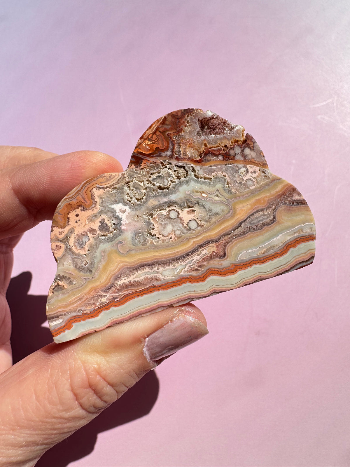 Pink Crazy Lace Agate Cloud Carving - ITEM G