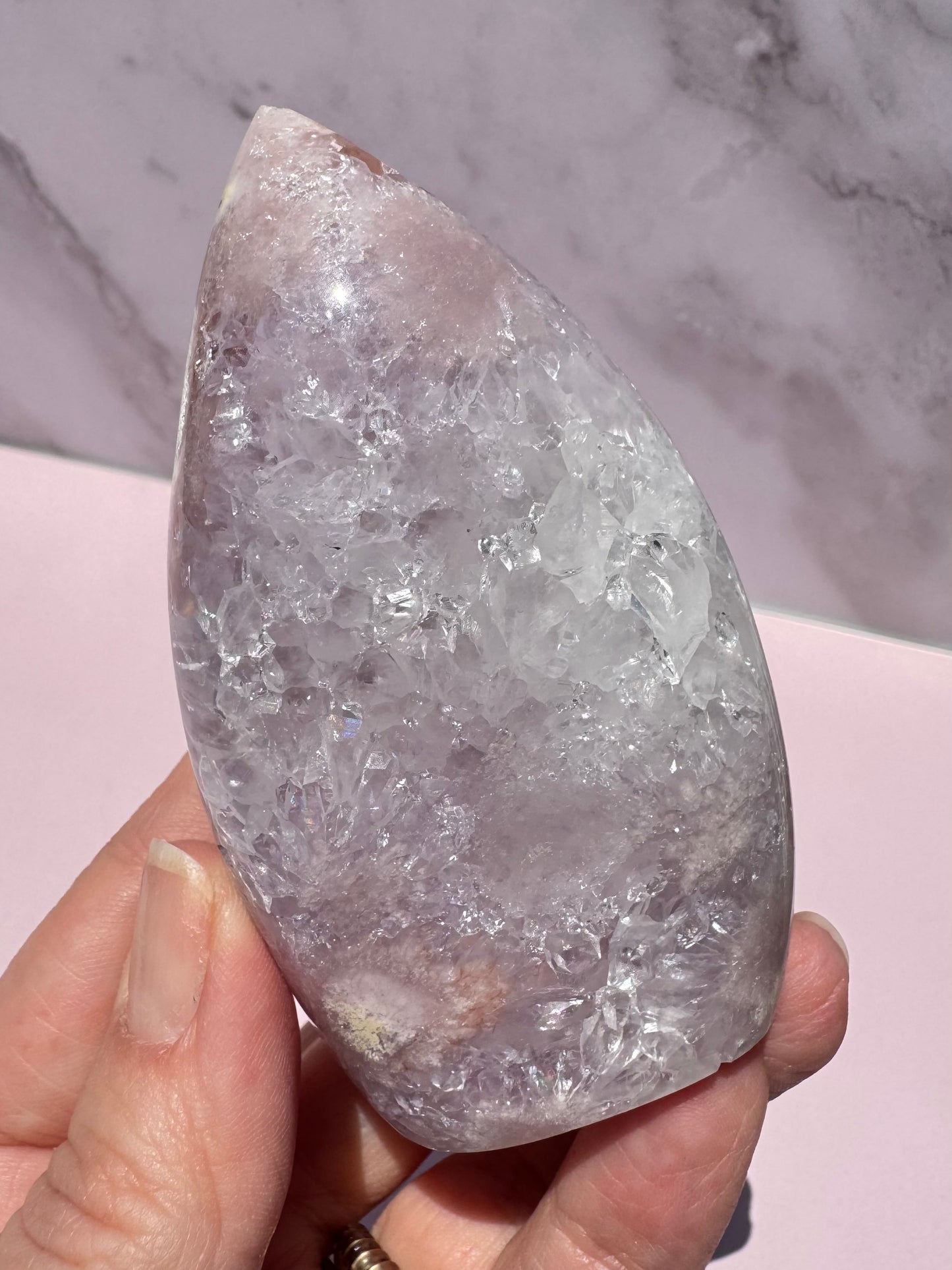 Flower Agate and Pink Amethyst Freeform - Item D