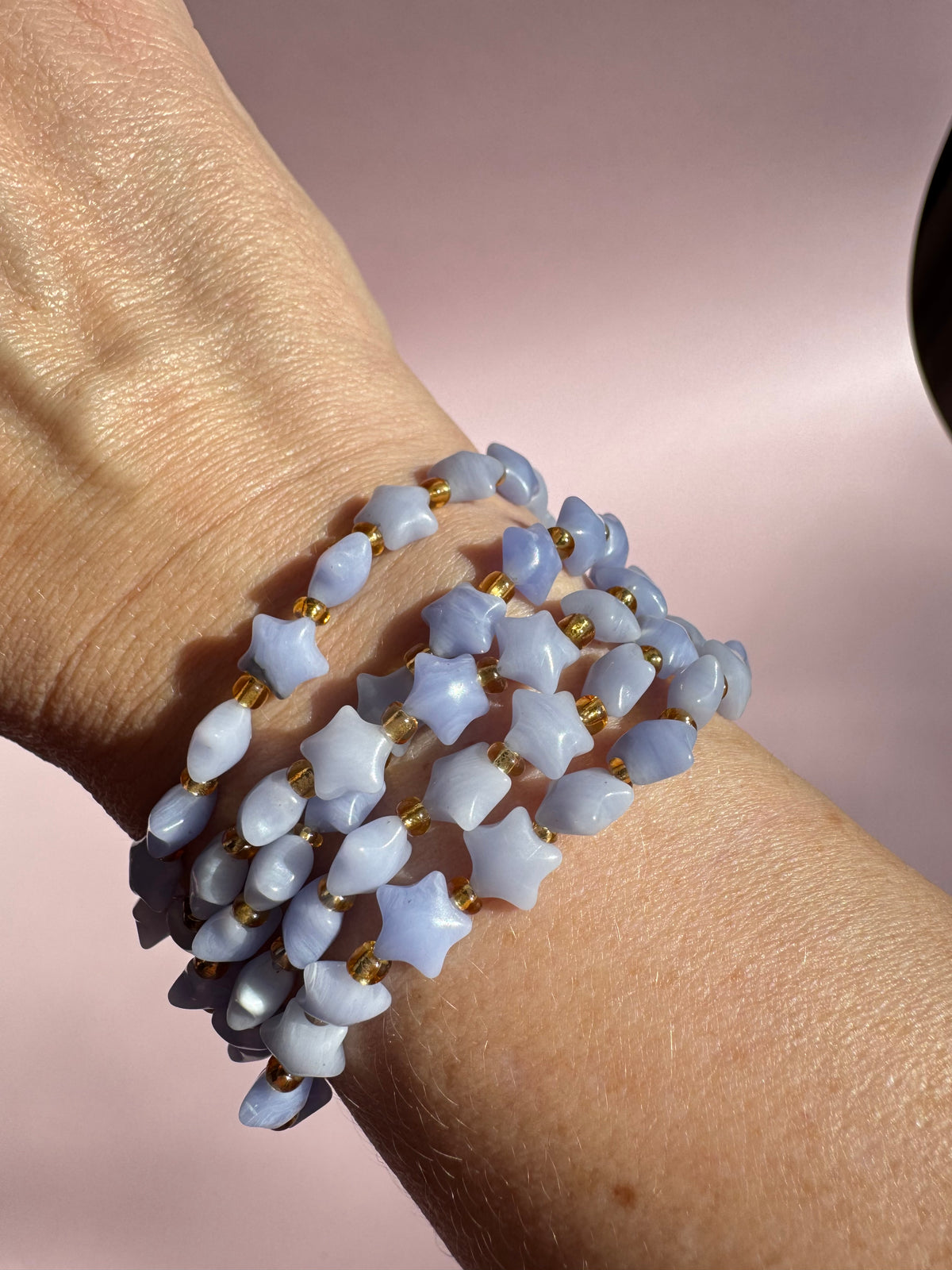 Blue Lace Agate Star Bracelet (6.75")