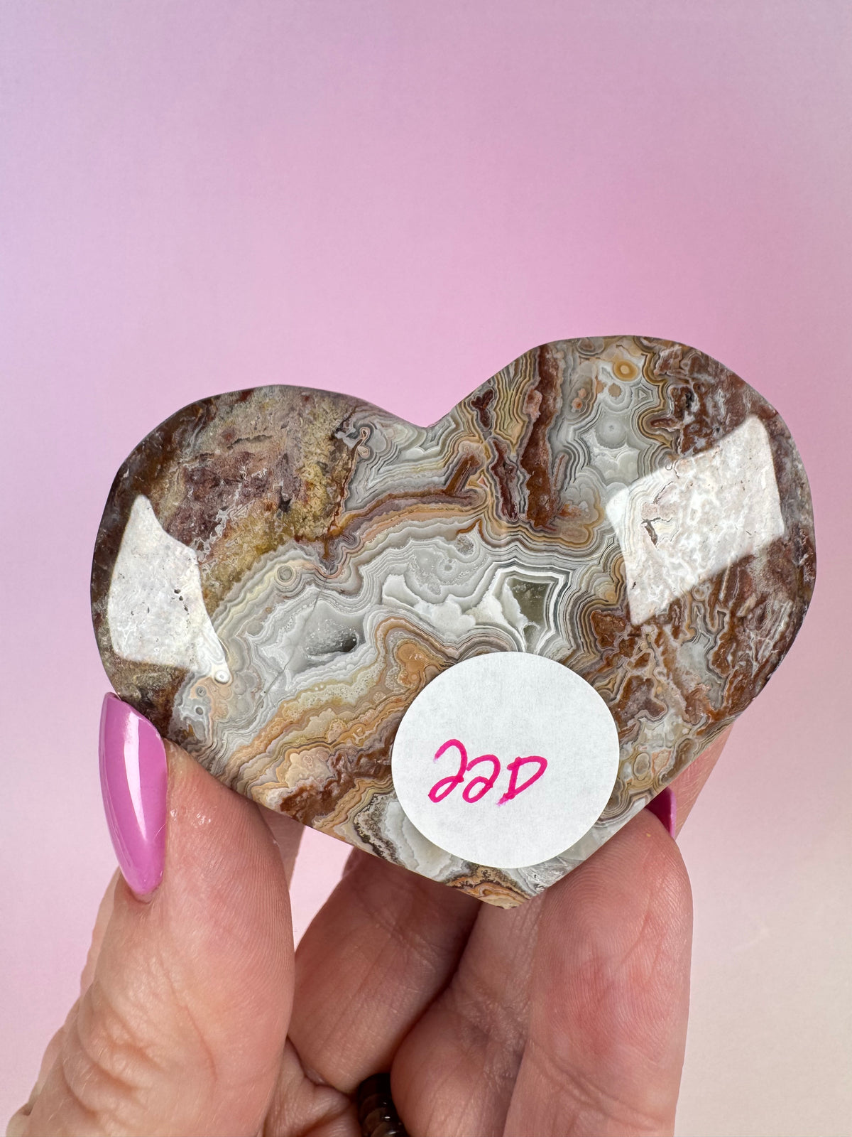 Mexican Crazy Lace Agate Heart Carving - Item D