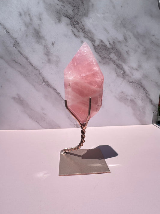 Rose Quartz Polished Freeform on Stand, from Brazil - Item A