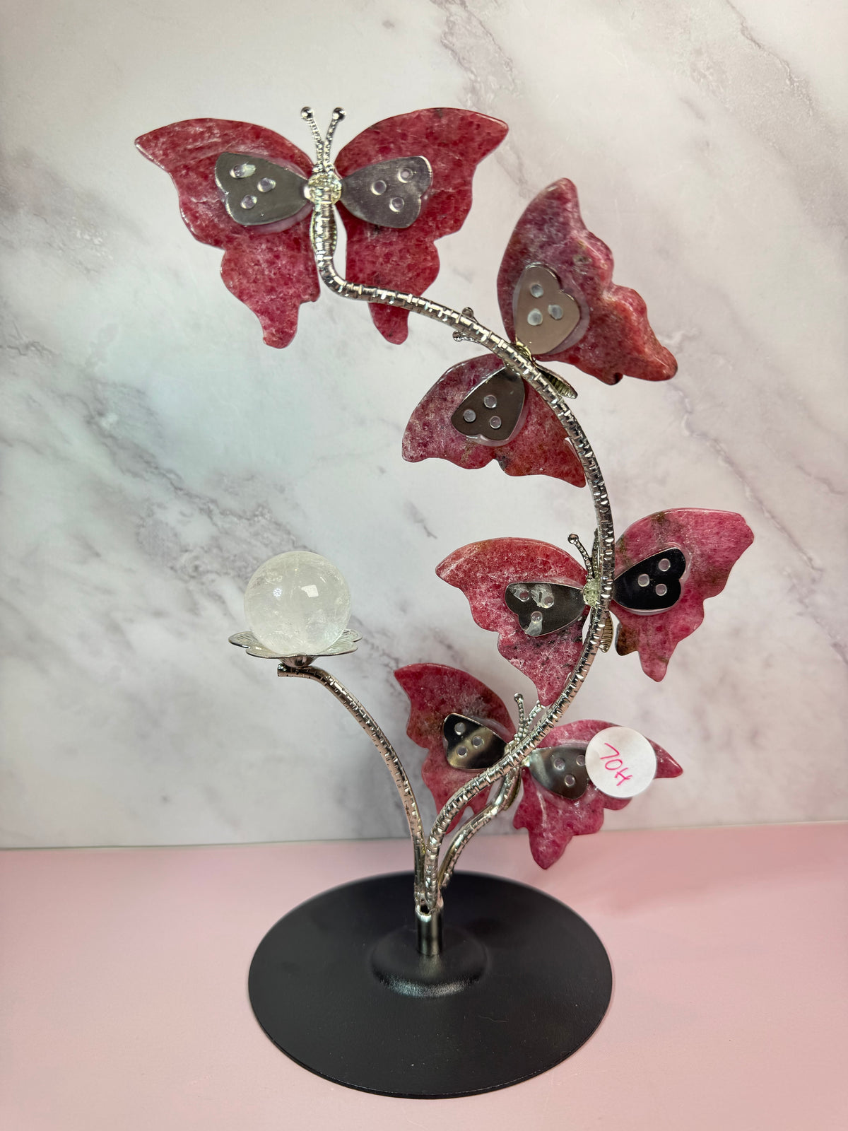 Rhodonite Butterfly Sphere Stand