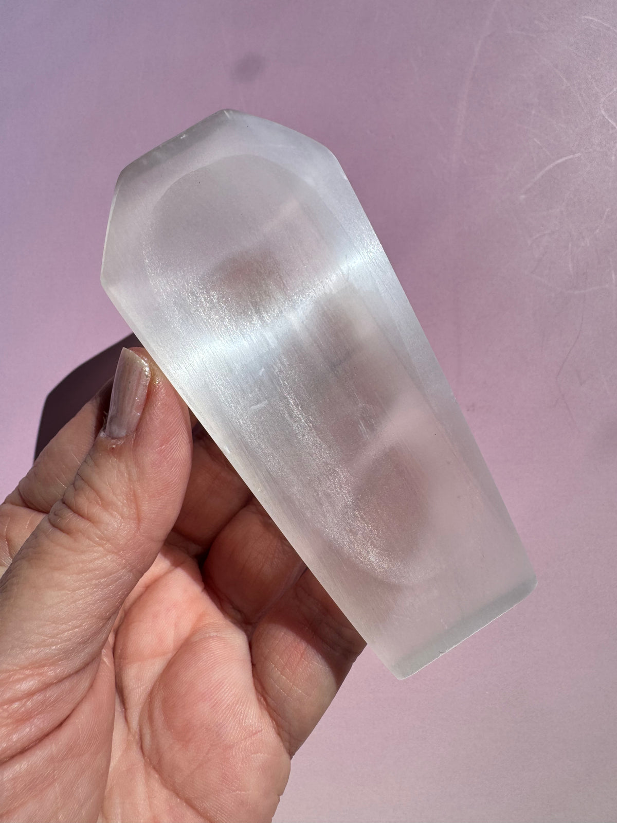 Satin Spar Coffin-Shaped Mini Dish