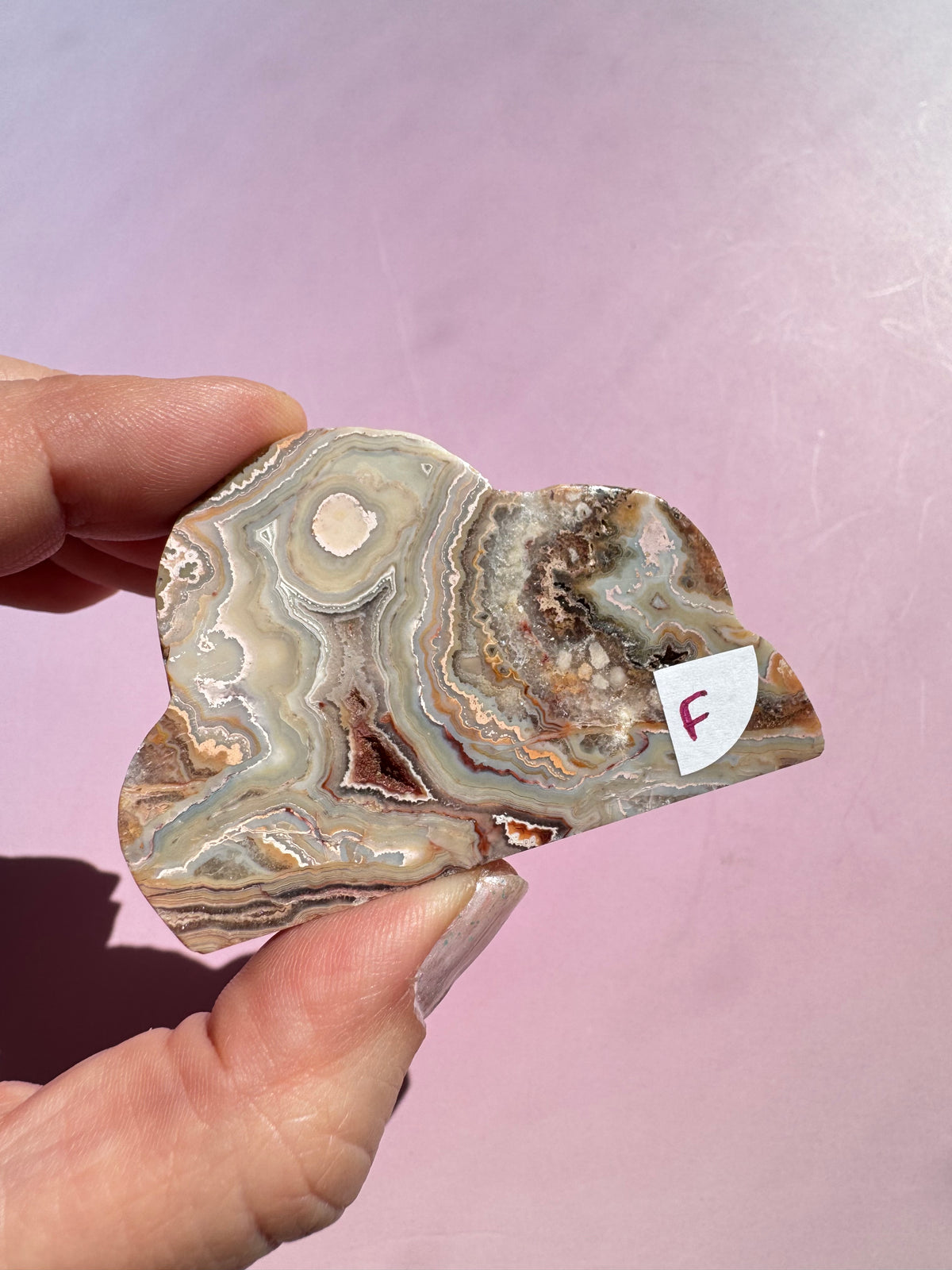 Pink Crazy Lace Agate Cloud Carving - ITEM F