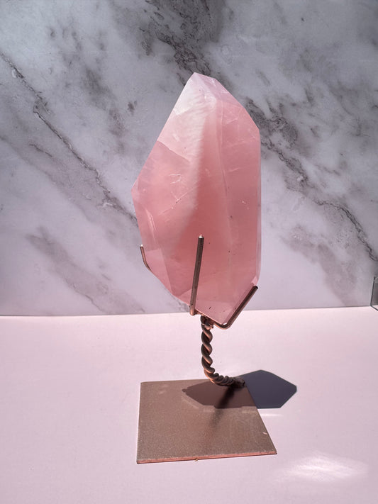 Rose Quartz Polished Freeform on Stand, from Brazil - Item B