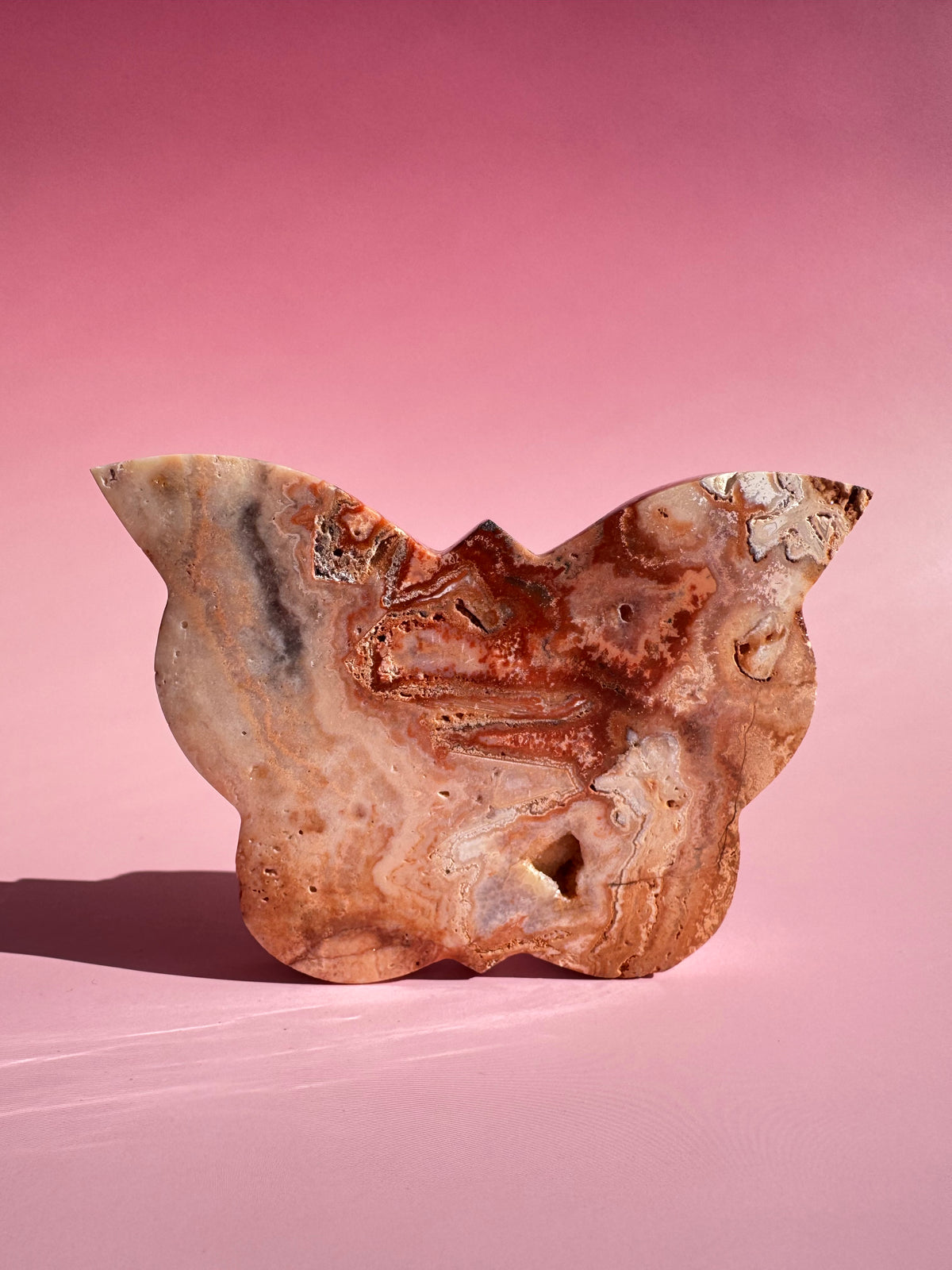 Pink Crazy Lace Agate Butterfly - ITEM J