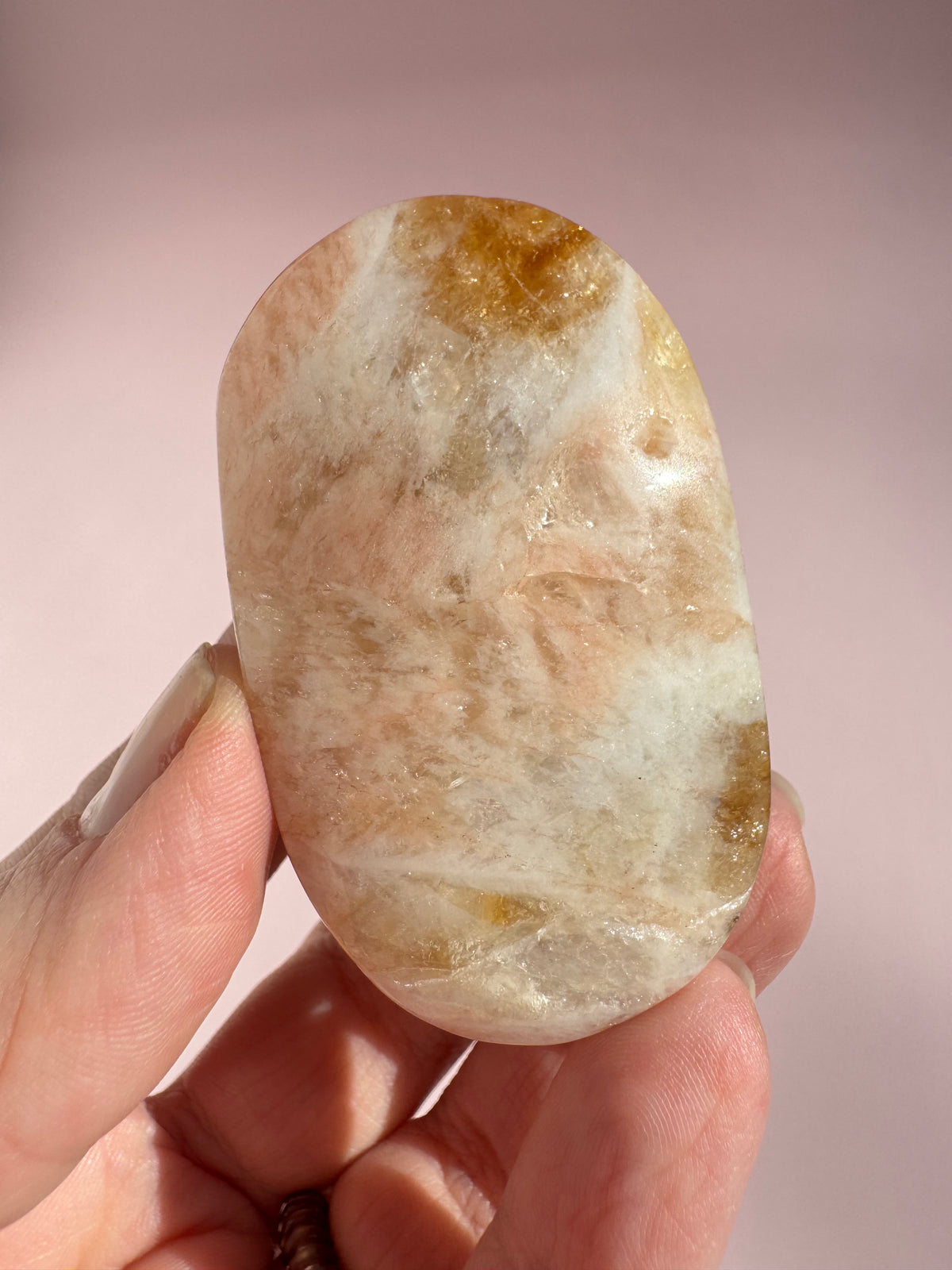Honeycomb Citrine (Treated) Palm Stone - Item U