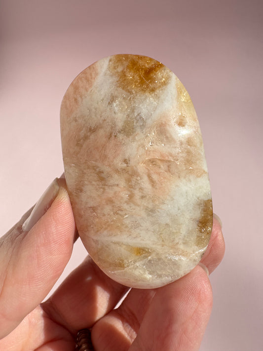 Honeycomb Citrine (Treated) Palm Stone - Item U