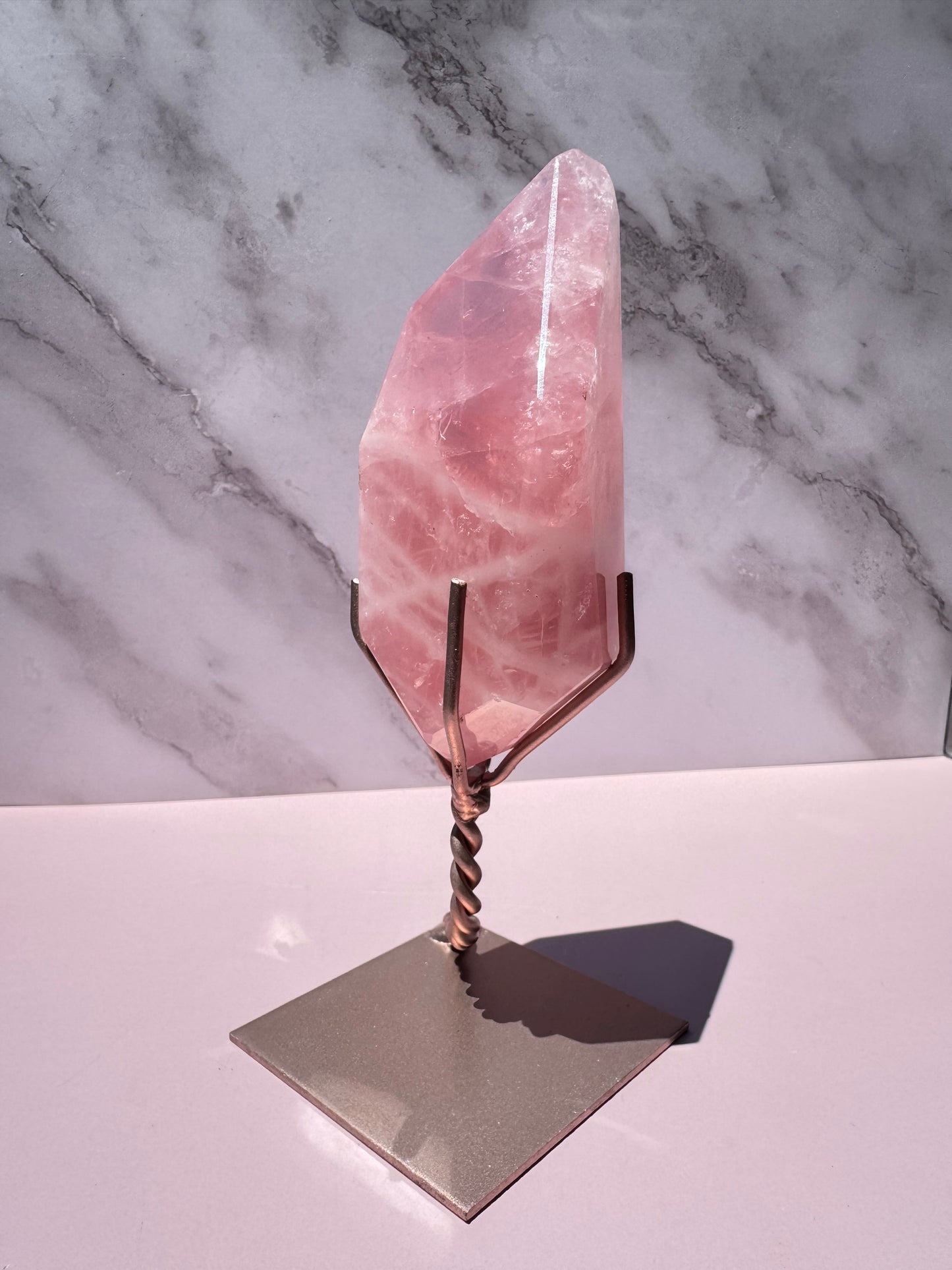Rose Quartz Polished Freeform on Stand, from Brazil - Item A