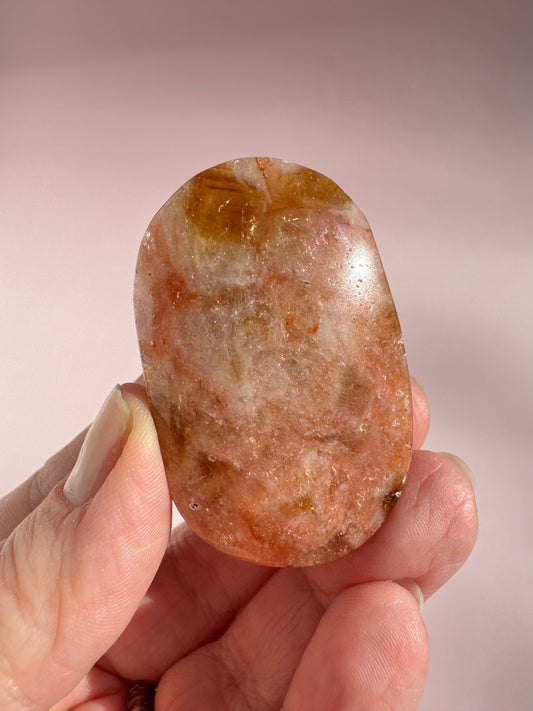 Honeycomb Citrine (Treated) Palm Stone - Item L