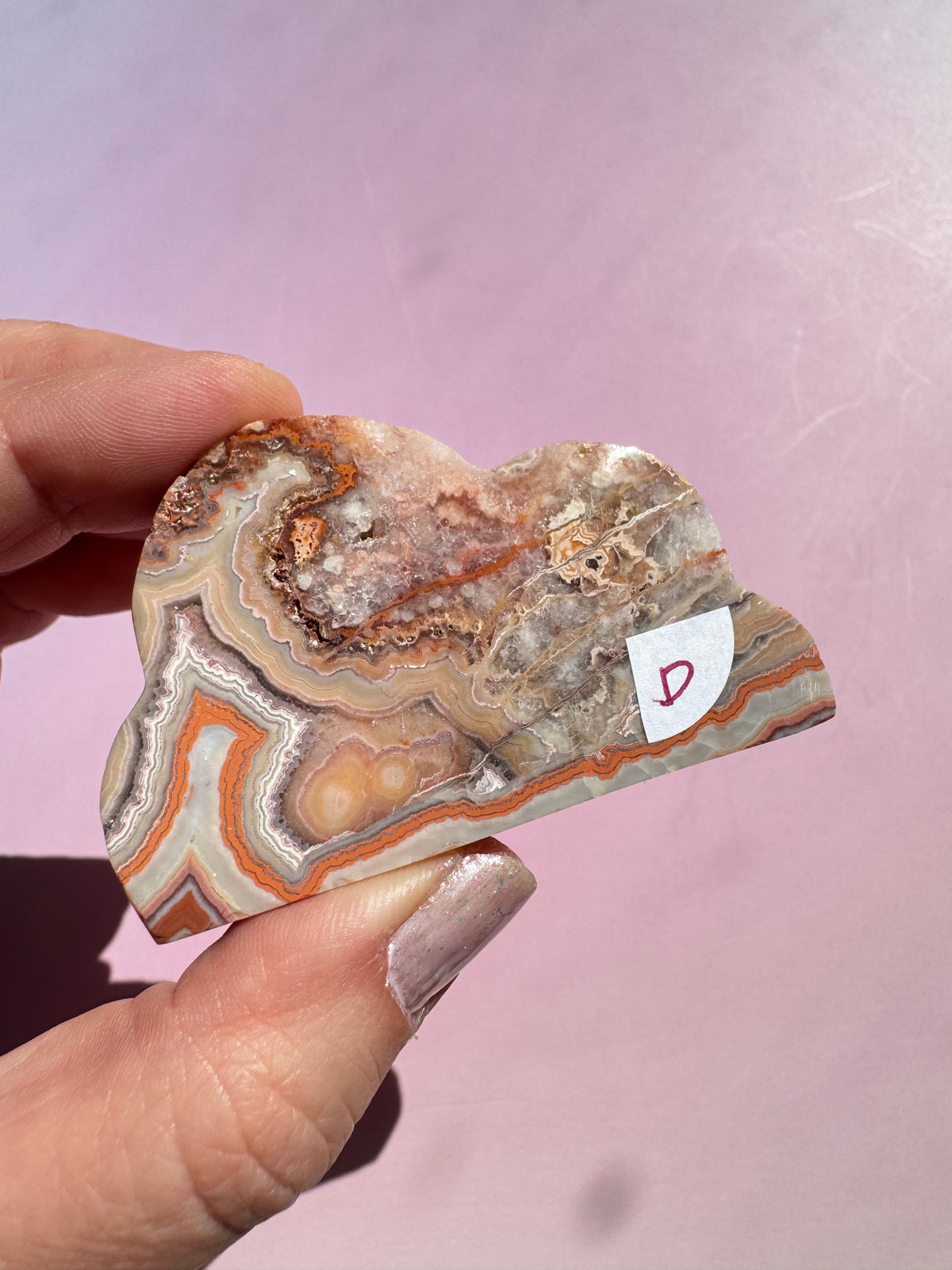 Pink Crazy Lace Agate Cloud Carving - ITEM D