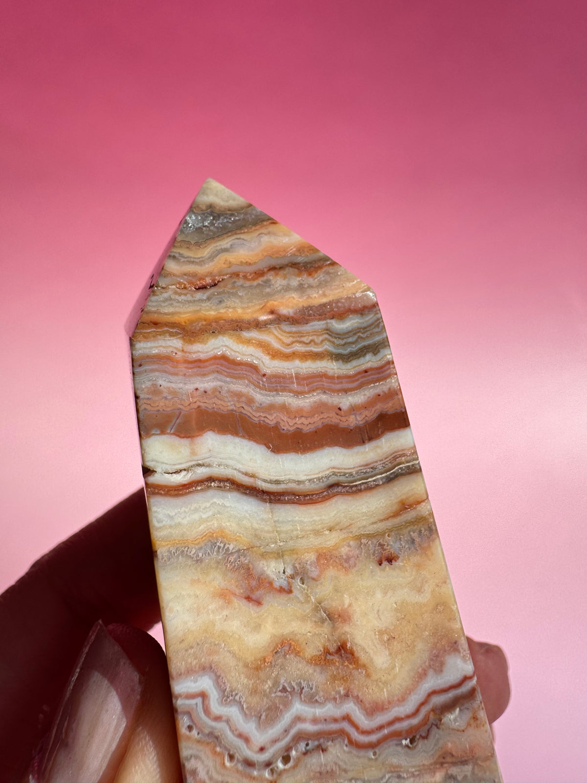 Pink Crazy Lace Agate Tower - ITEM U