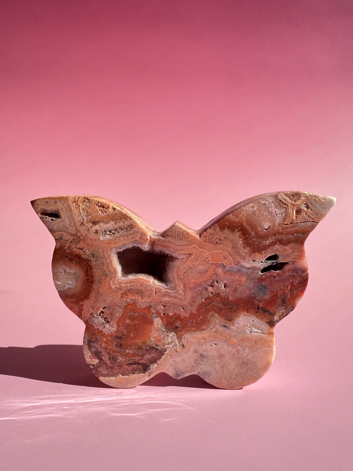 Pink Crazy Lace Agate Butterfly - ITEM F