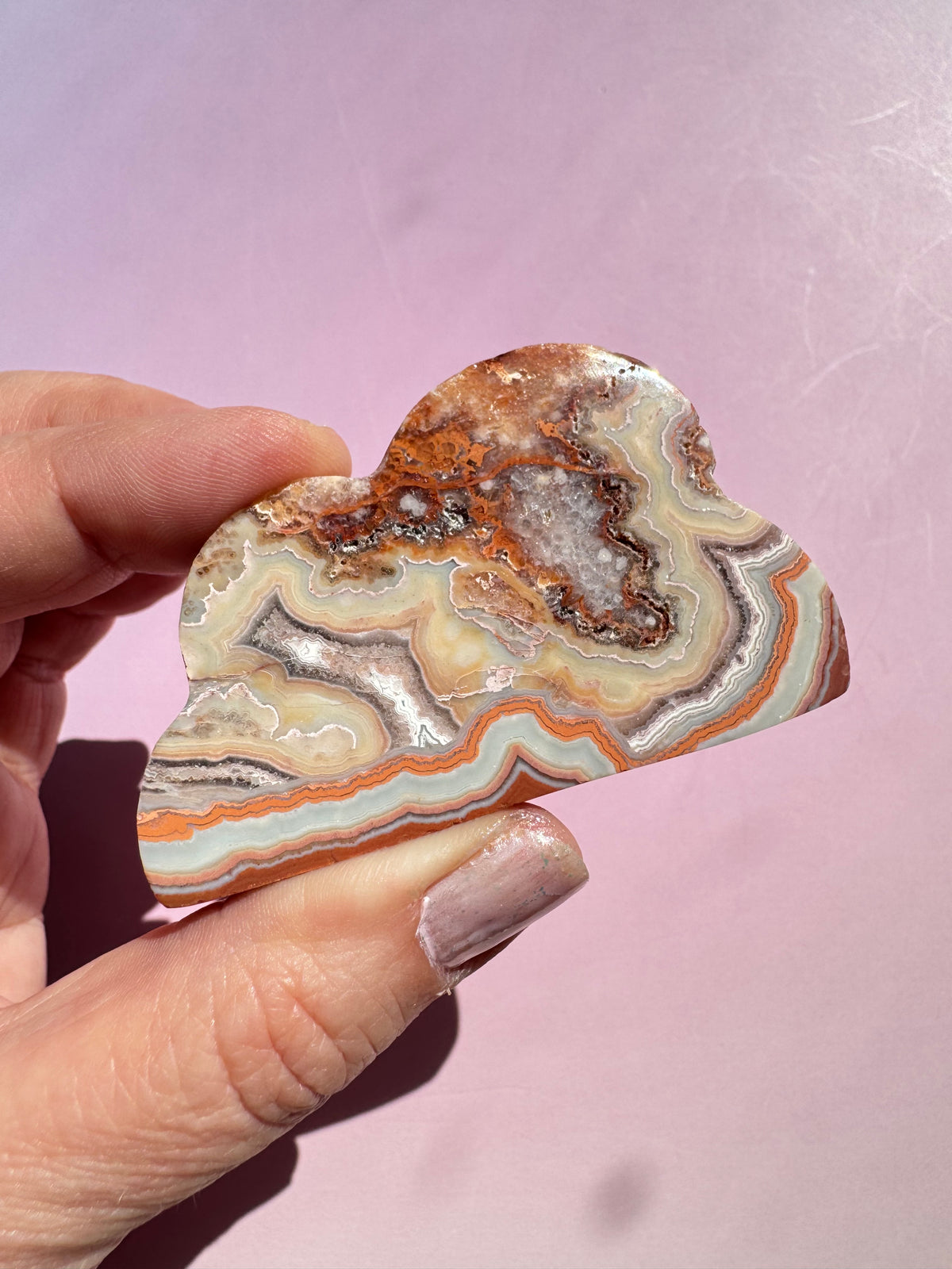 Pink Crazy Lace Agate Cloud Carving - ITEM B