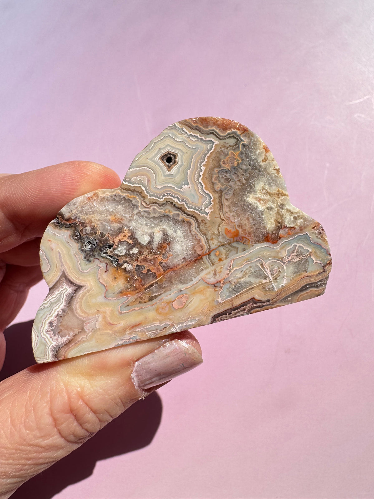 Pink Crazy Lace Agate Cloud Carving - ITEM F