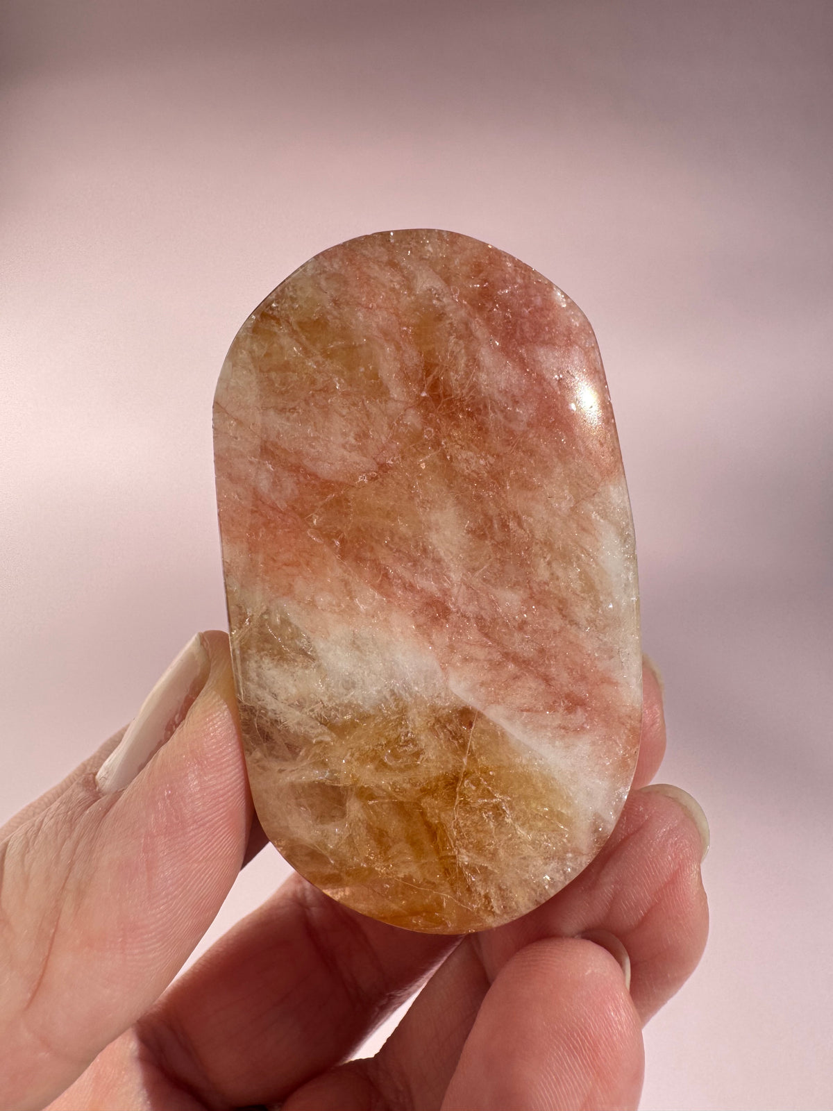 Honeycomb Citrine (Treated) Palm Stone - Item R
