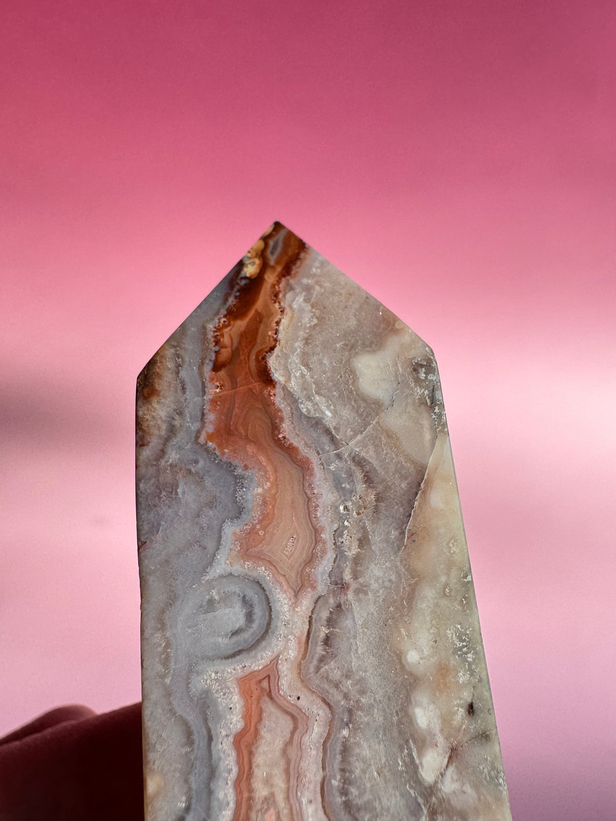 Pastel Pink Crazy Lace Agate Tower - ITEM A