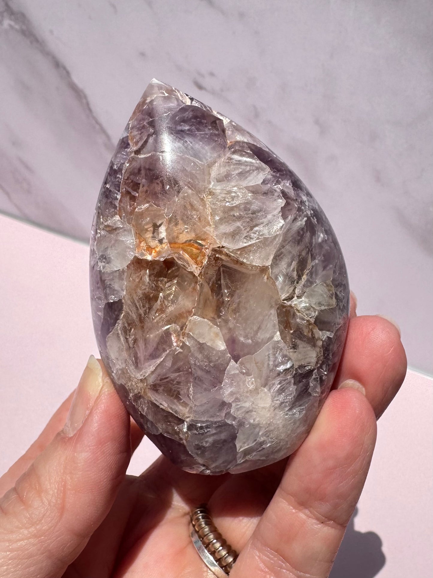 Flower Agate and Pink Amethyst Freeform - Item C