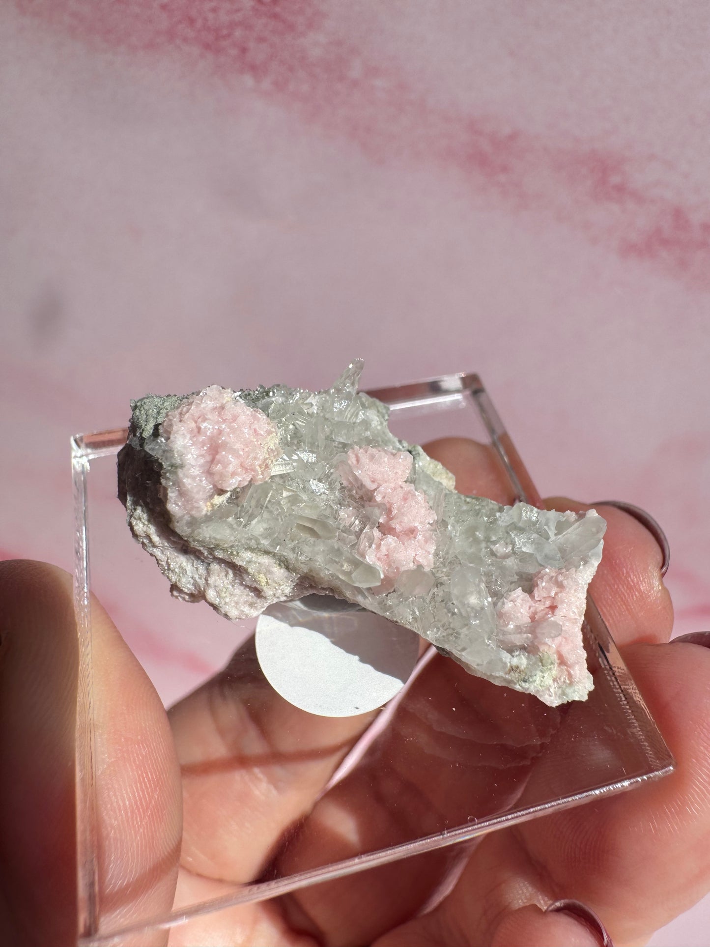 Rhodochrosite and Quartz on Matrix Mini Specimen - Item D