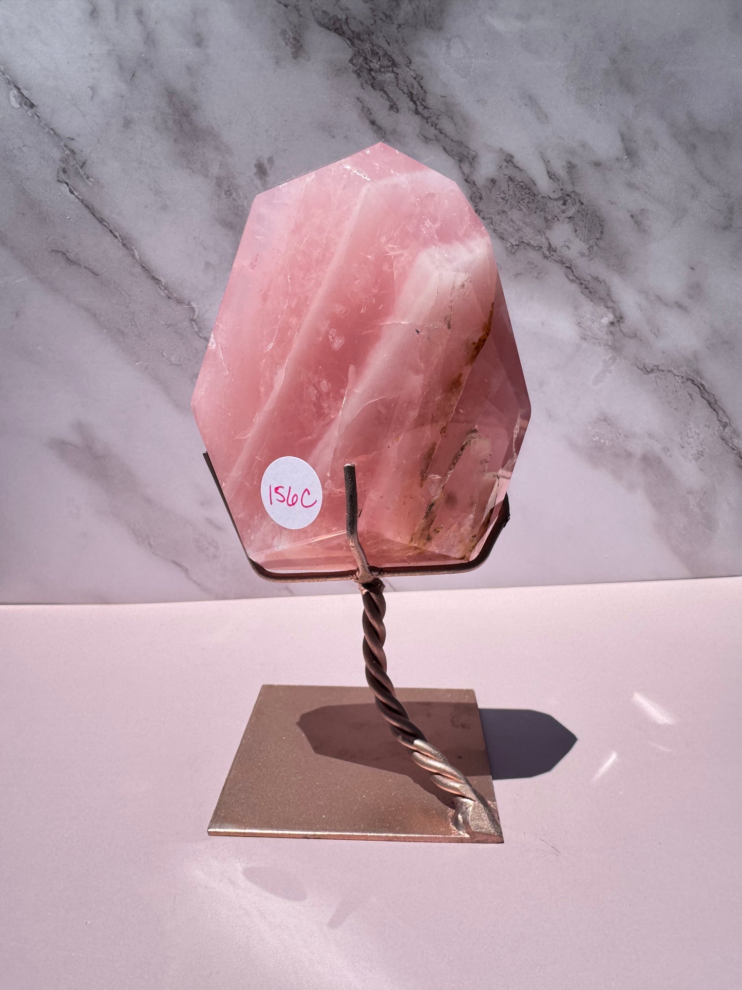 Rose Quartz Polished Freeform on Stand, from Brazil - Item C