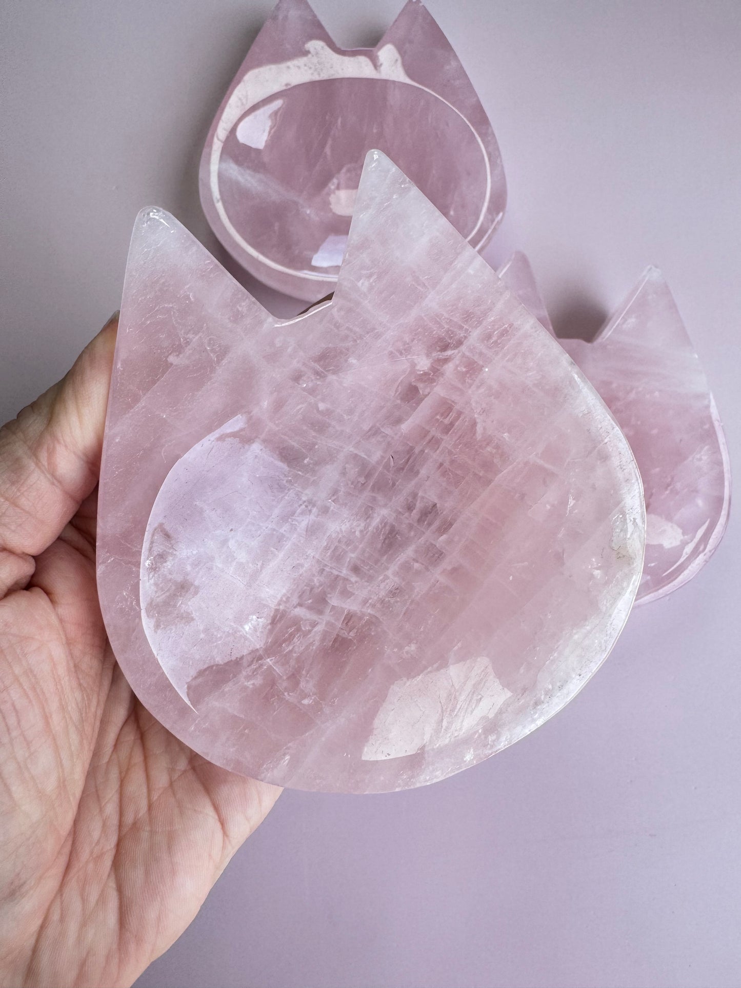 Rose Quartz Cat Shaped Bowl