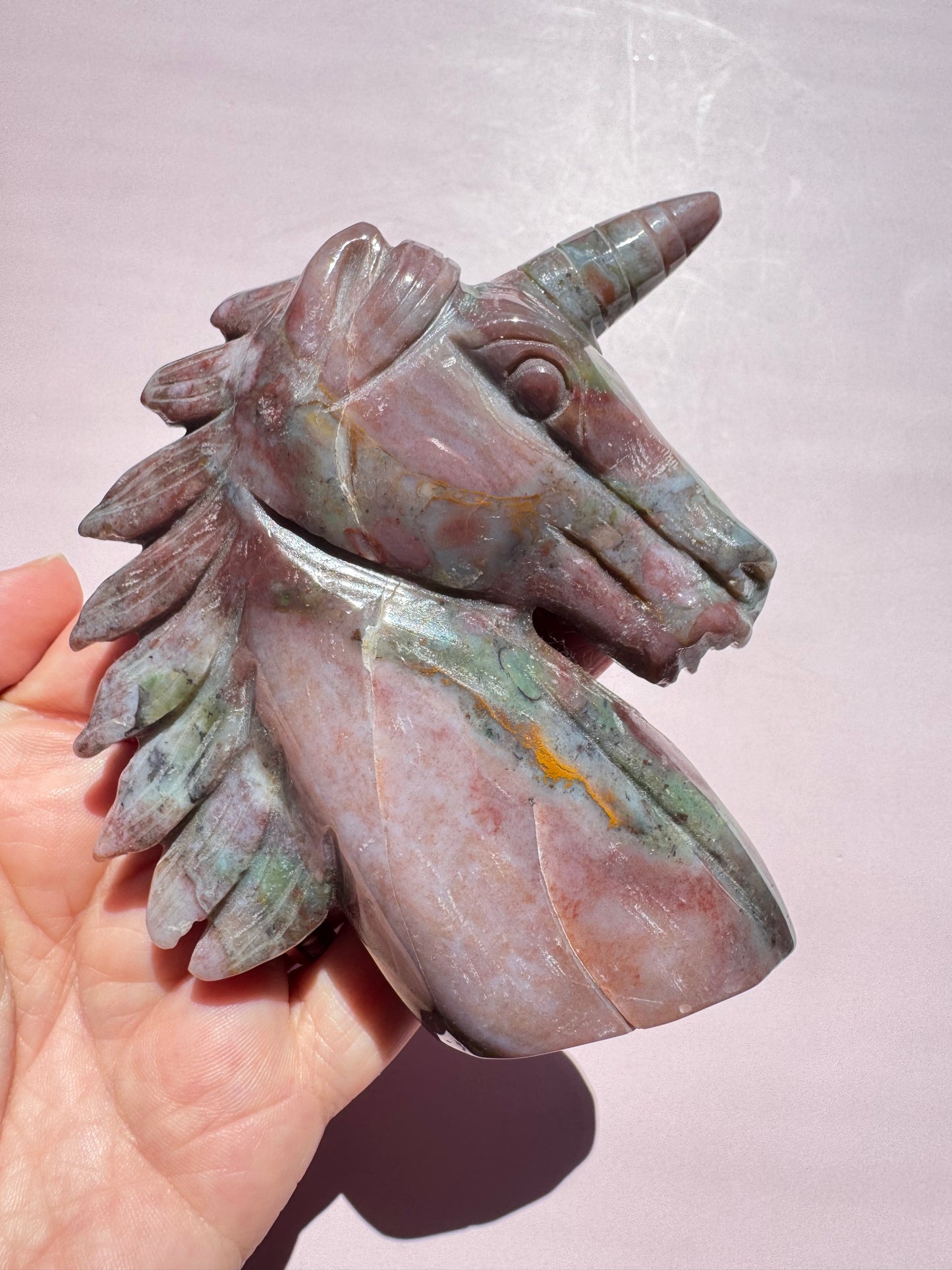 Sea Jasper Unicorn Carving - Item C
