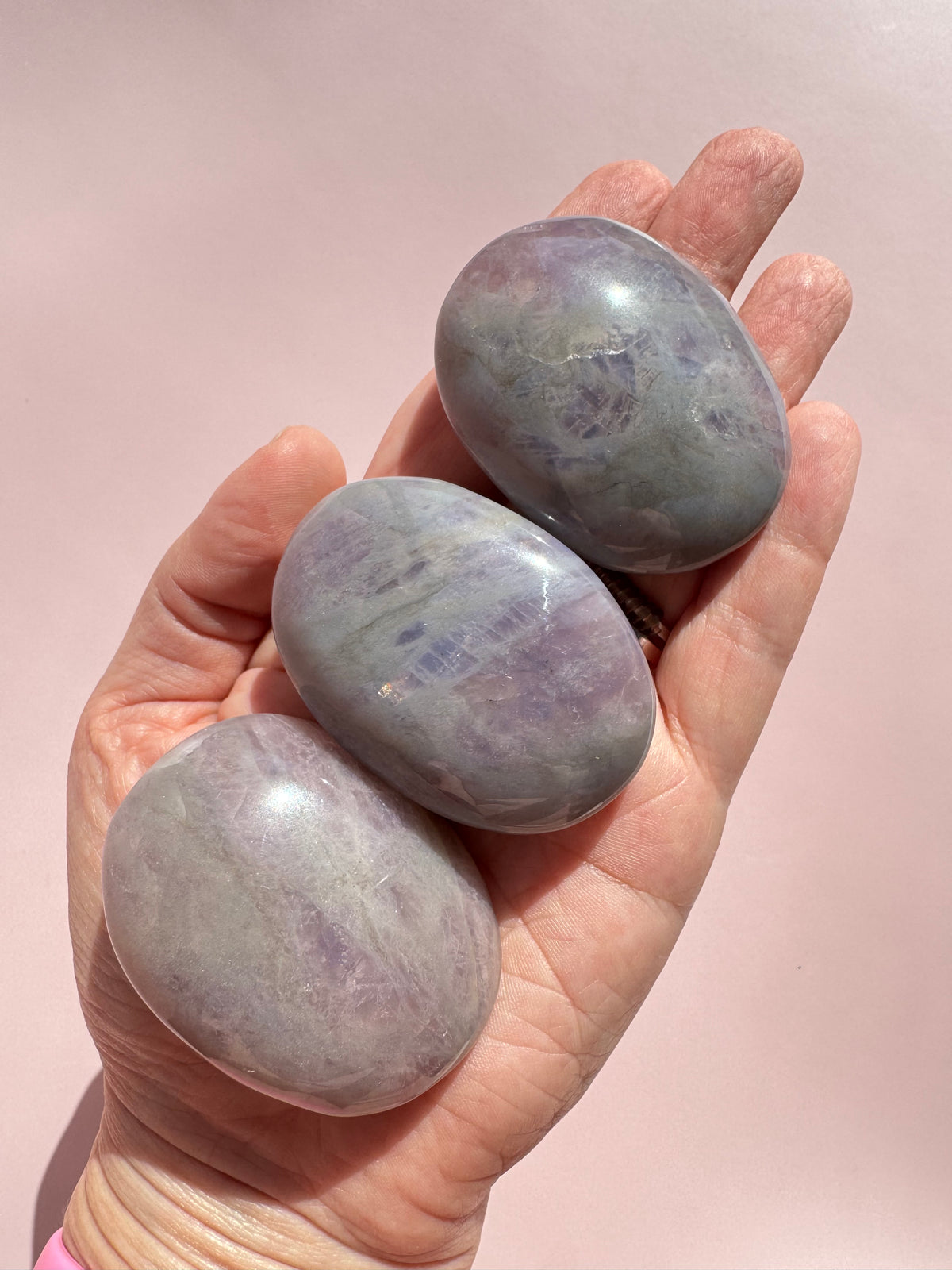 Blue Purple Rose Quartz Palm Stone