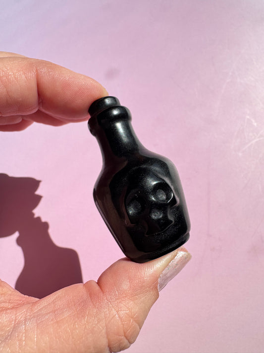 Obsidian Spooky Bottle Carving