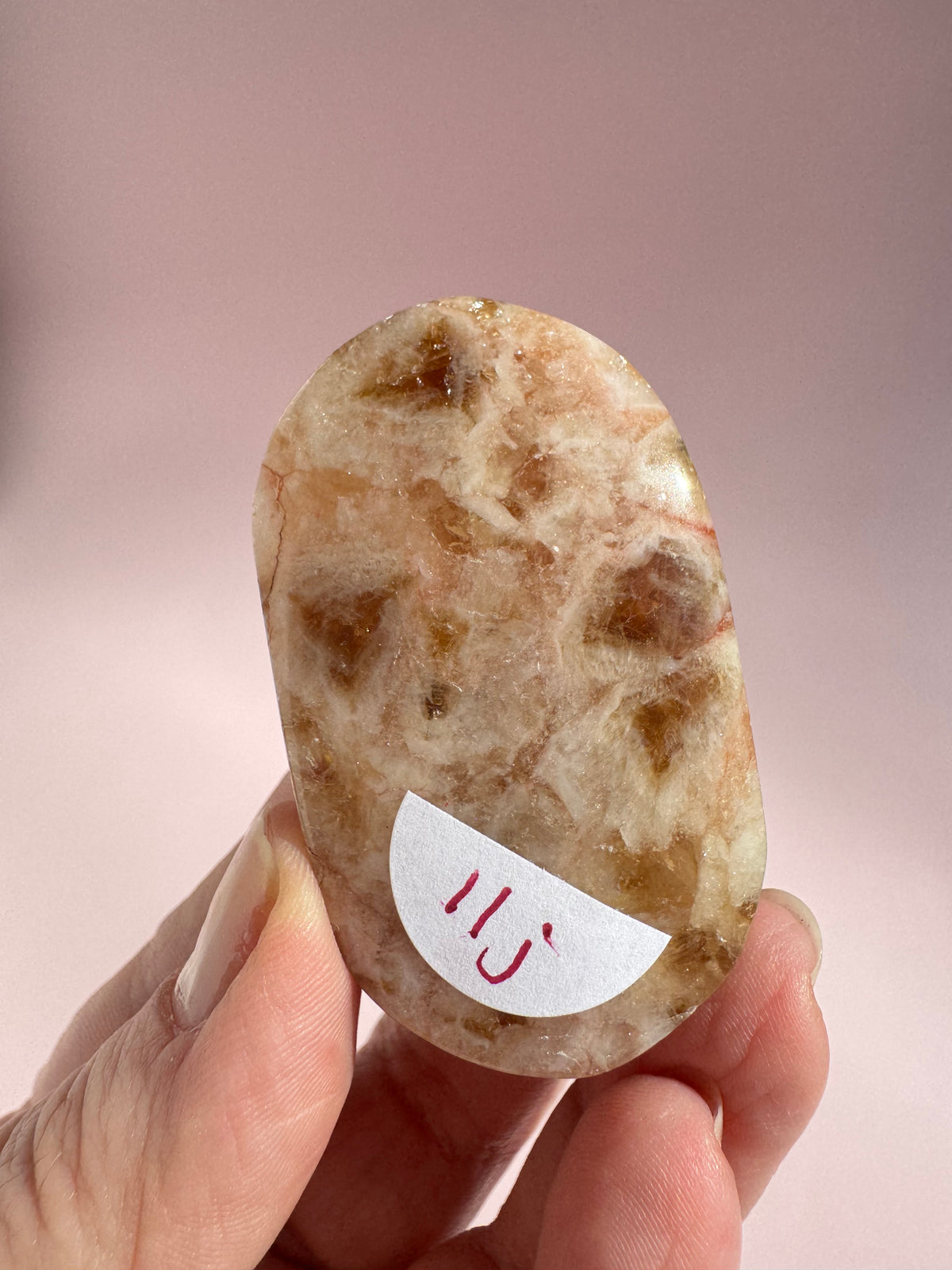 Honeycomb Citrine (Treated) Palm Stone - Item J