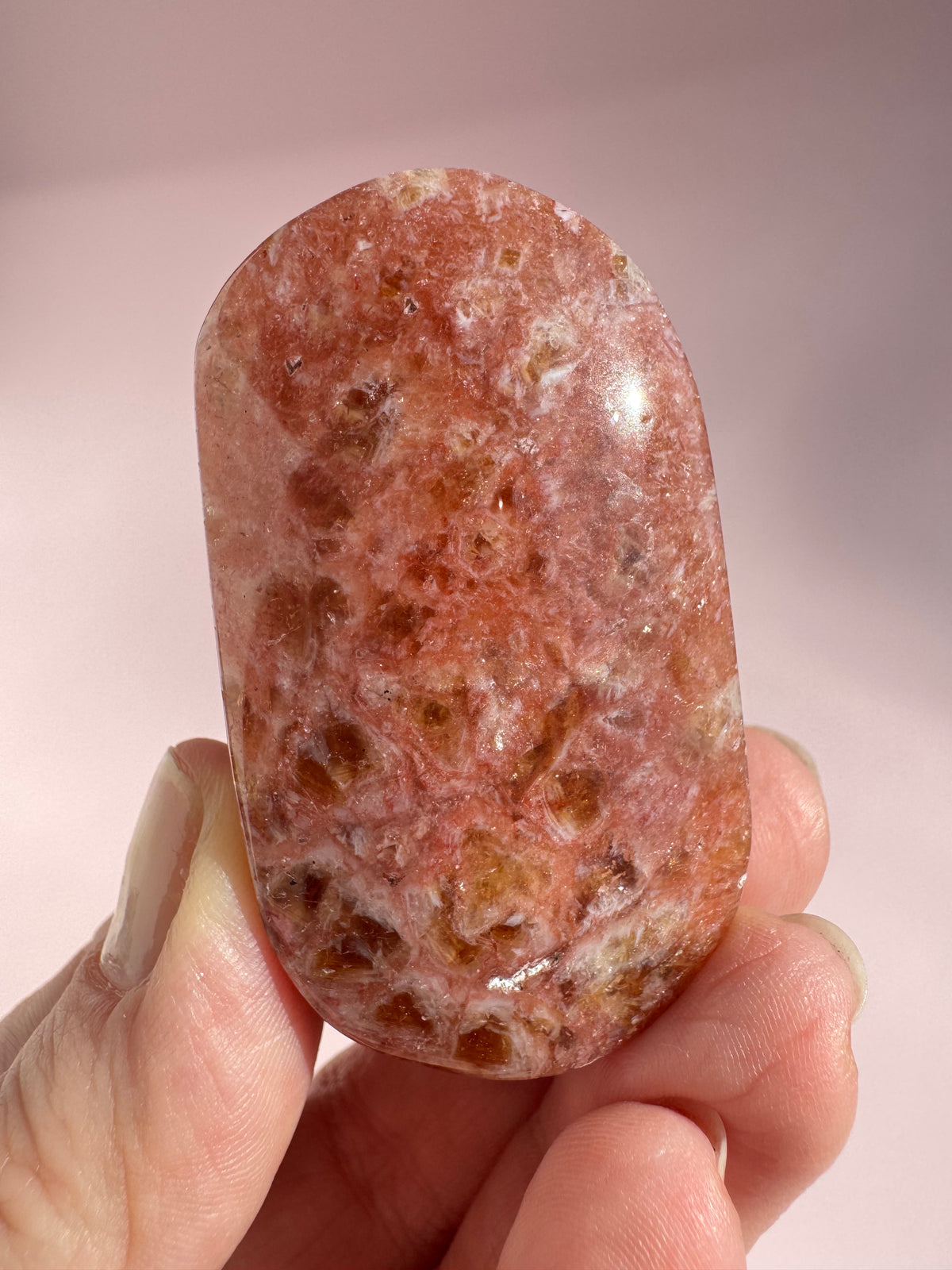 Honeycomb Citrine (Treated) Palm Stone - Item K