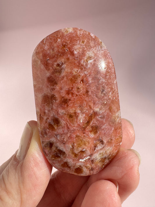 Honeycomb Citrine (Treated) Palm Stone - Item K