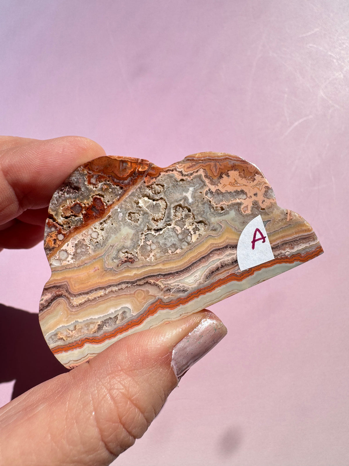 Pink Crazy Lace Agate Cloud Carving - ITEM A