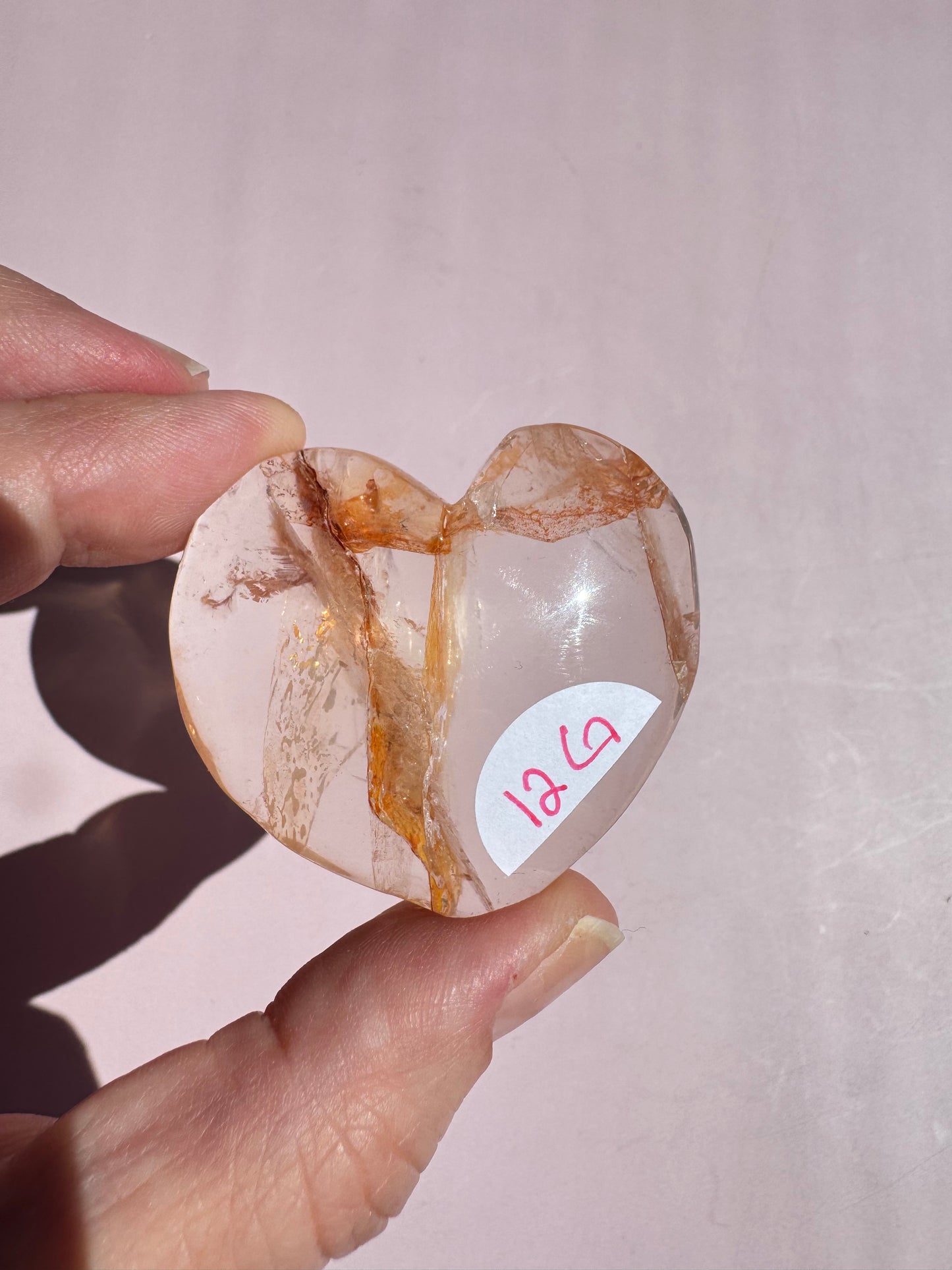 Golden Hematoid Quartz Heart Carving - Item G