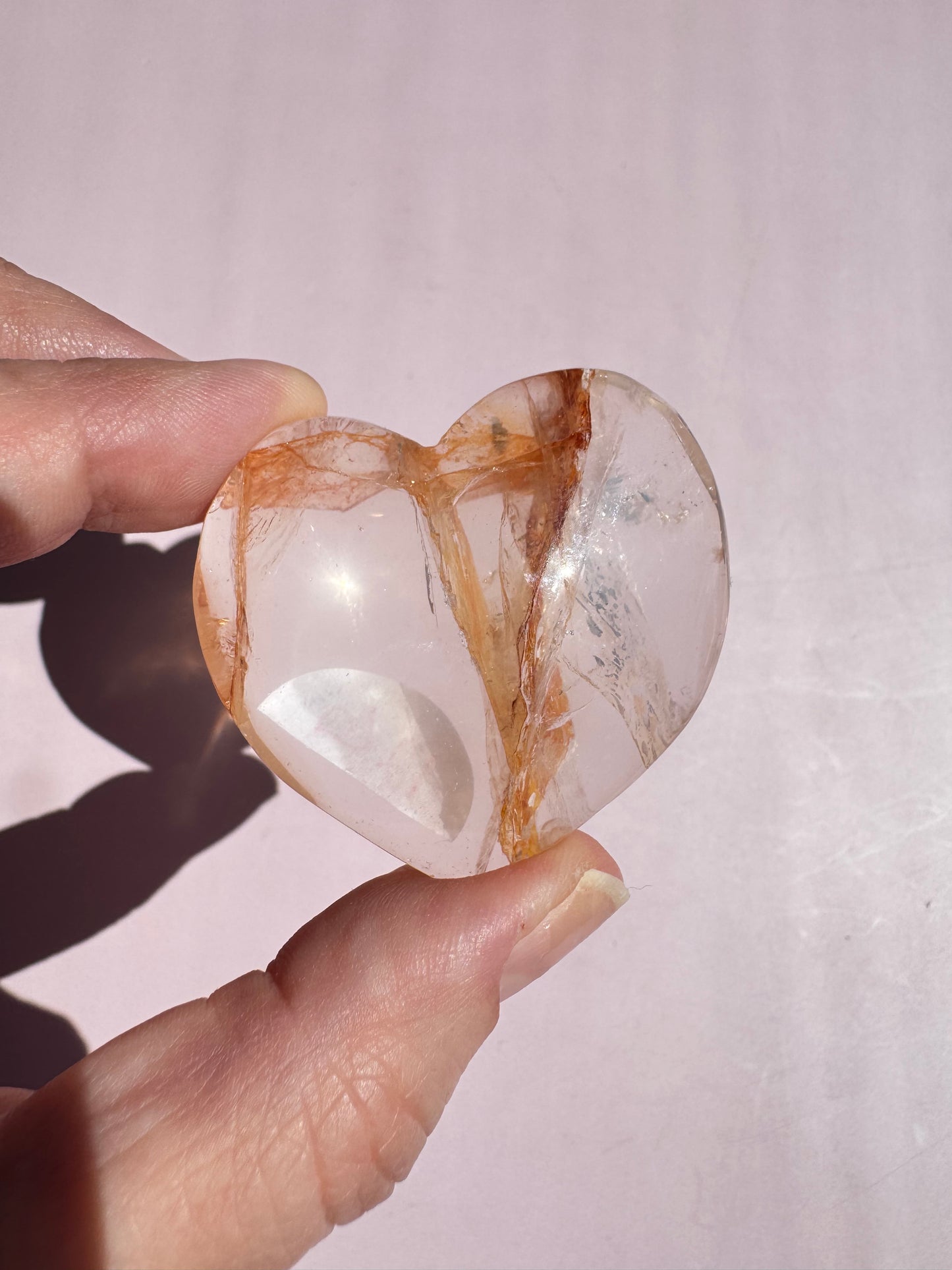 Golden Hematoid Quartz Heart Carving - Item G