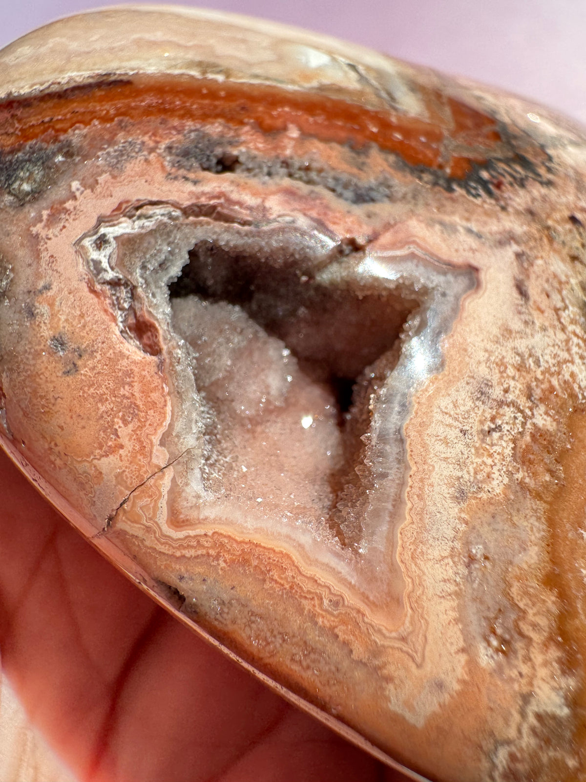 Pink Crazy Lace Agate Puffy Heart - ITEM O