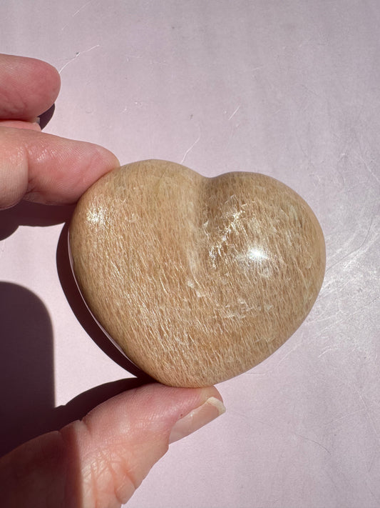Peach Moonstone Heart Carving - Item R